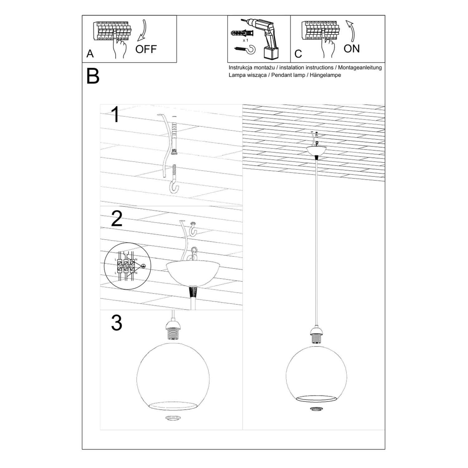 Pendant Lamp Ball Red - Thumbnail 5