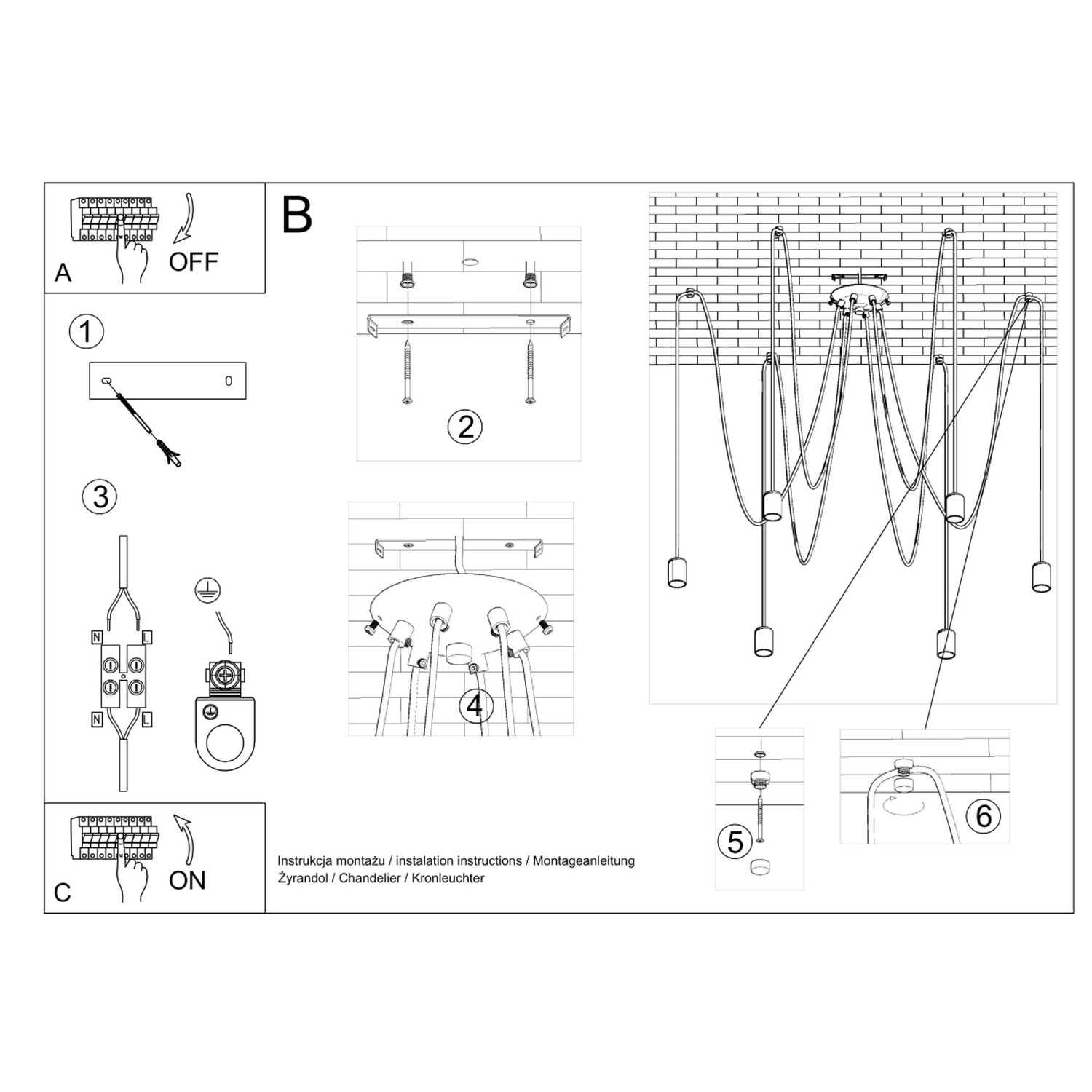Chandelier Edison 5 Black - Thumbnail 5