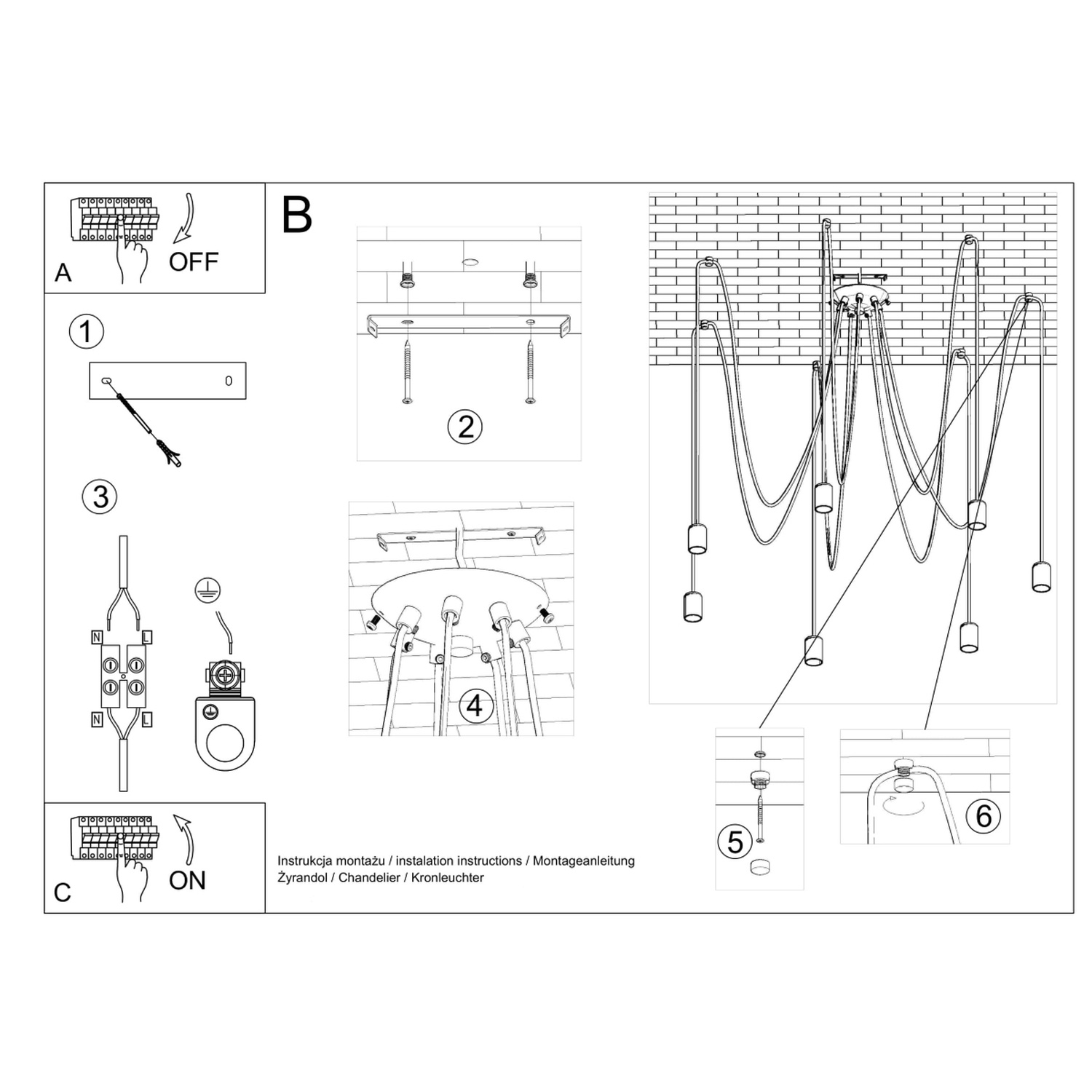 Chandelier Edison 7 Black - Thumbnail 5
