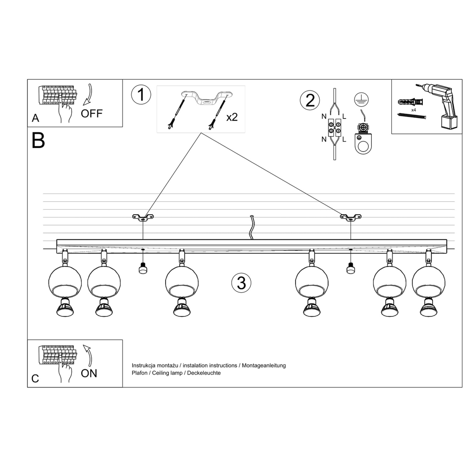 Ceiling Lamp Oculare 6L Black - Thumbnail 5