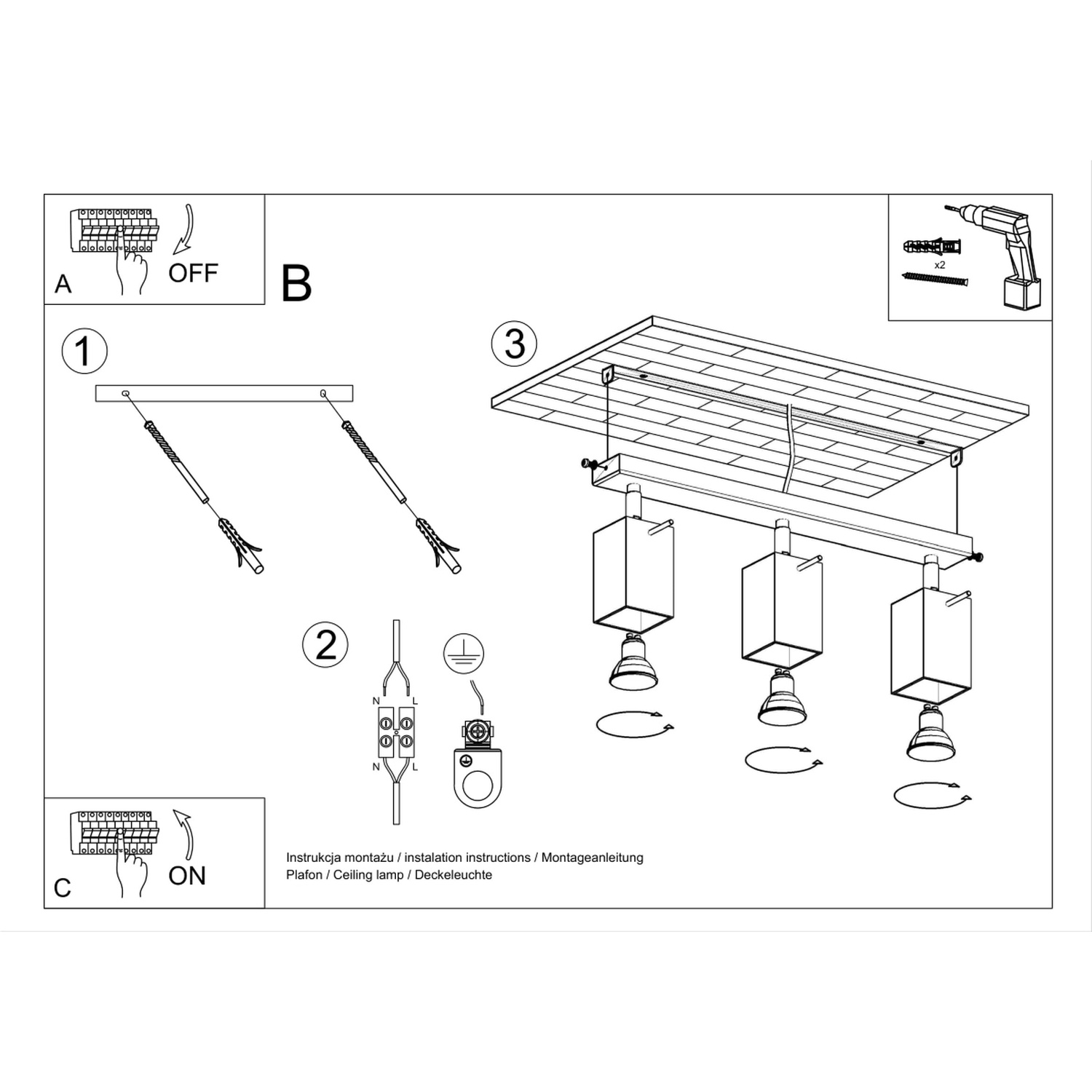 Ceiling Lamp Merida 3 Grey - Thumbnail 5