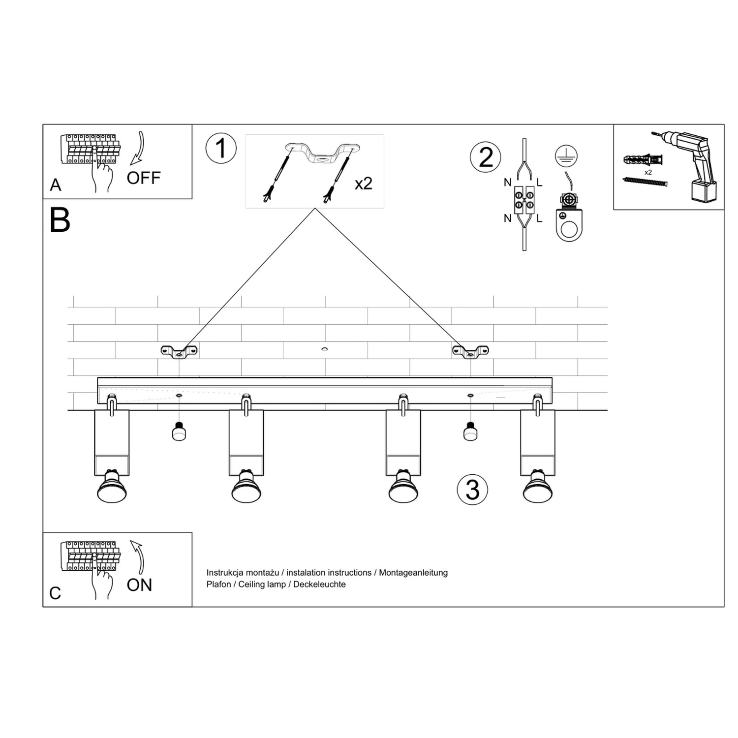 Ceiling Lamp Merida 4L Grey - Thumbnail 5