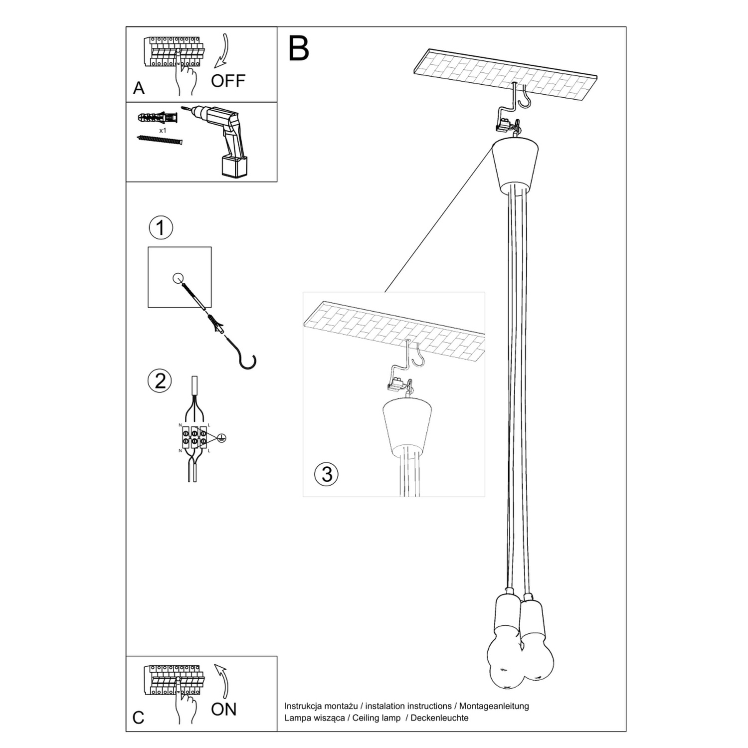 Pendant Lamp Diego 3 White - Thumbnail 8