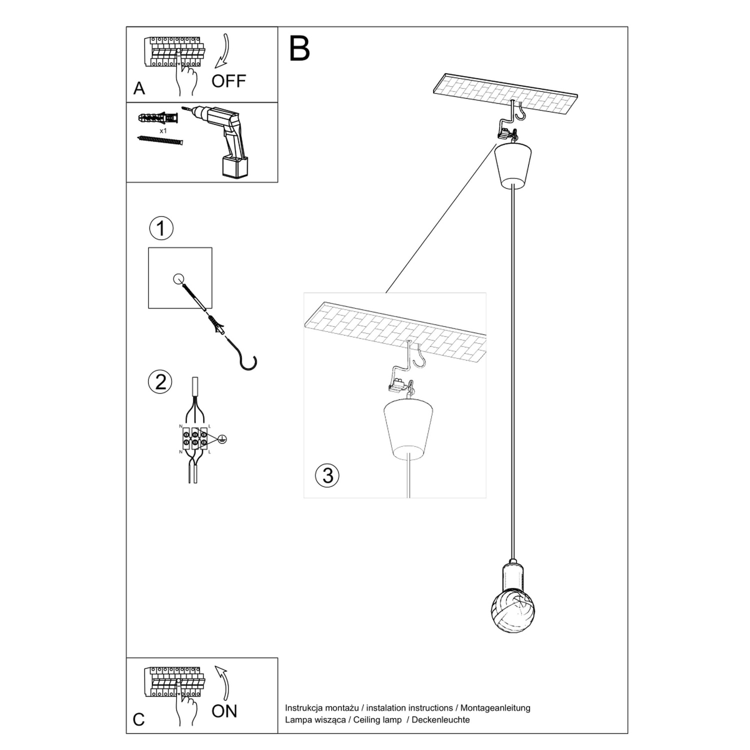 Pendant Lamp Diego 1 Yellow - Thumbnail 8
