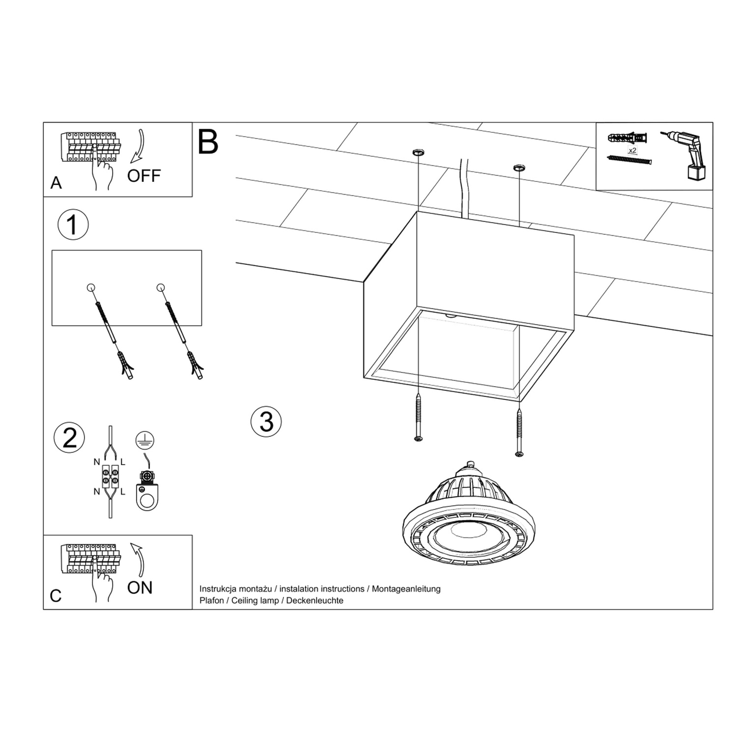 Ceiling Lamp Quatro 1 Natural Wood - Thumbnail 5