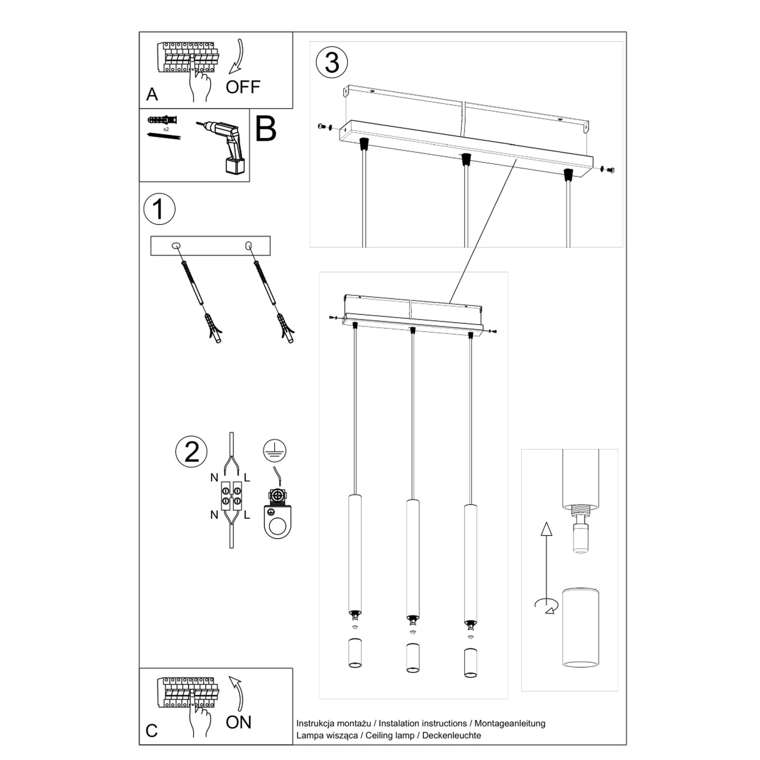 Pendant Lamp Wezyr 3 Black - Thumbnail 5