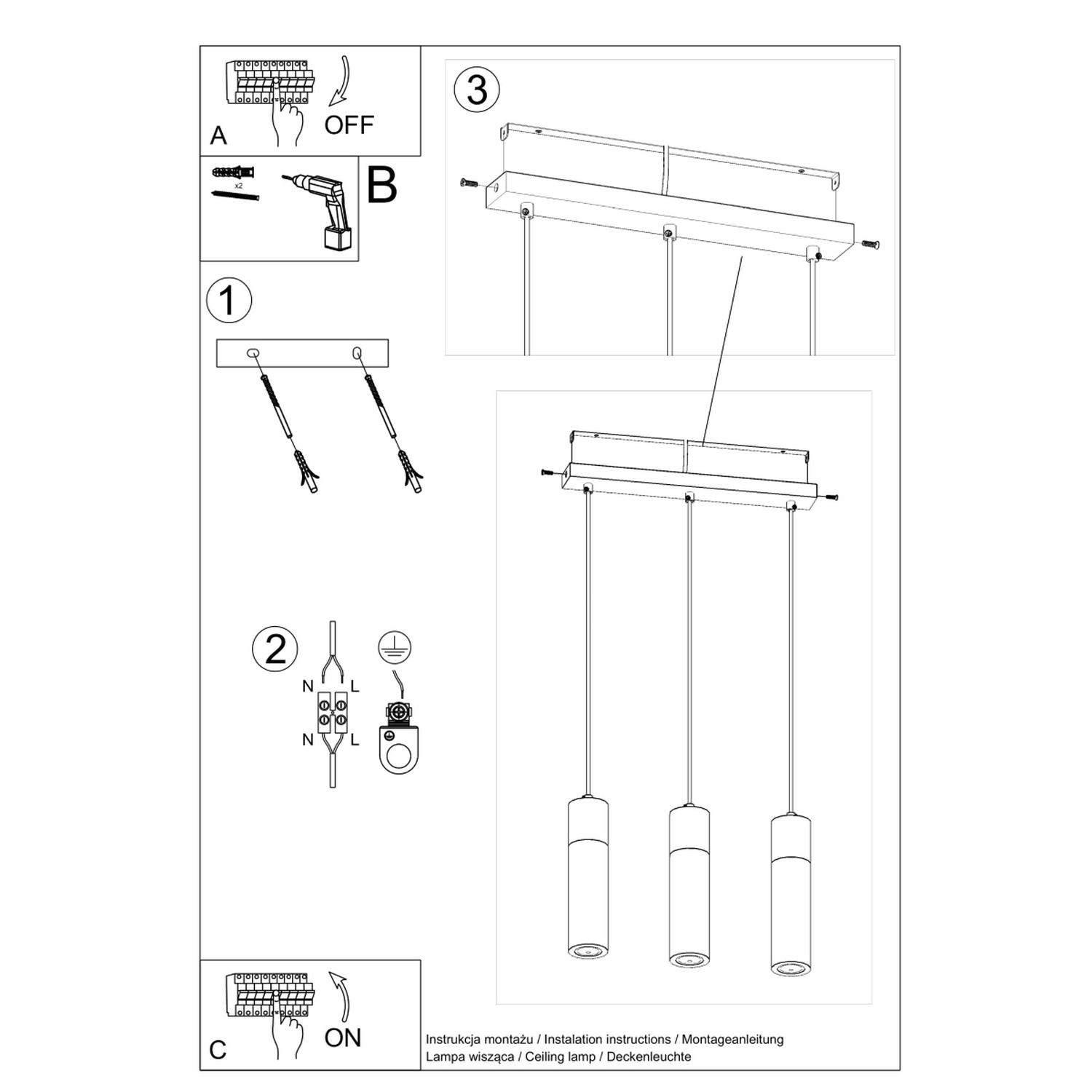 Pendant Lamp Zane 3 Grey - Thumbnail 5