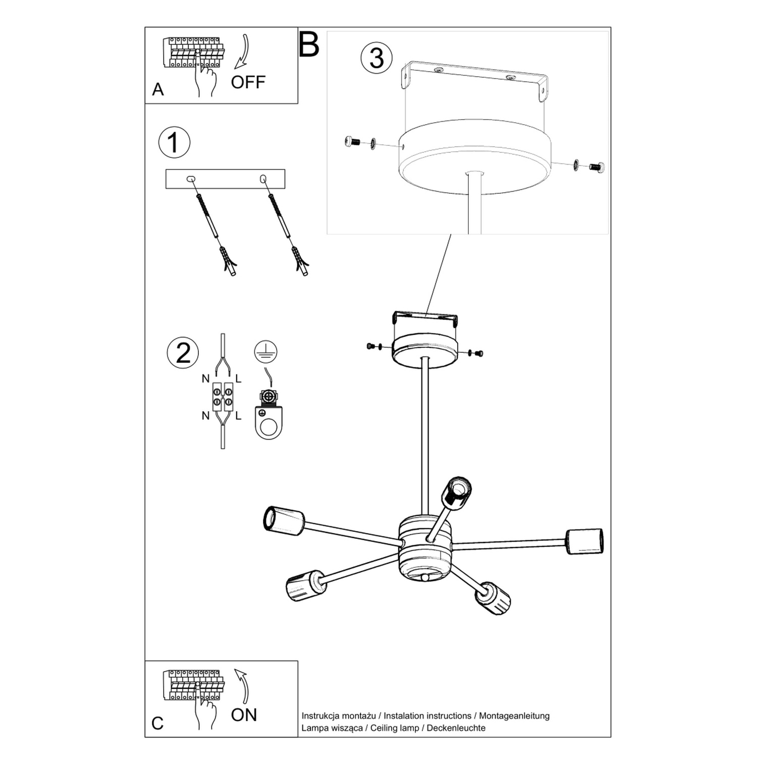 Chandelier Lango 5 Black - Thumbnail 5