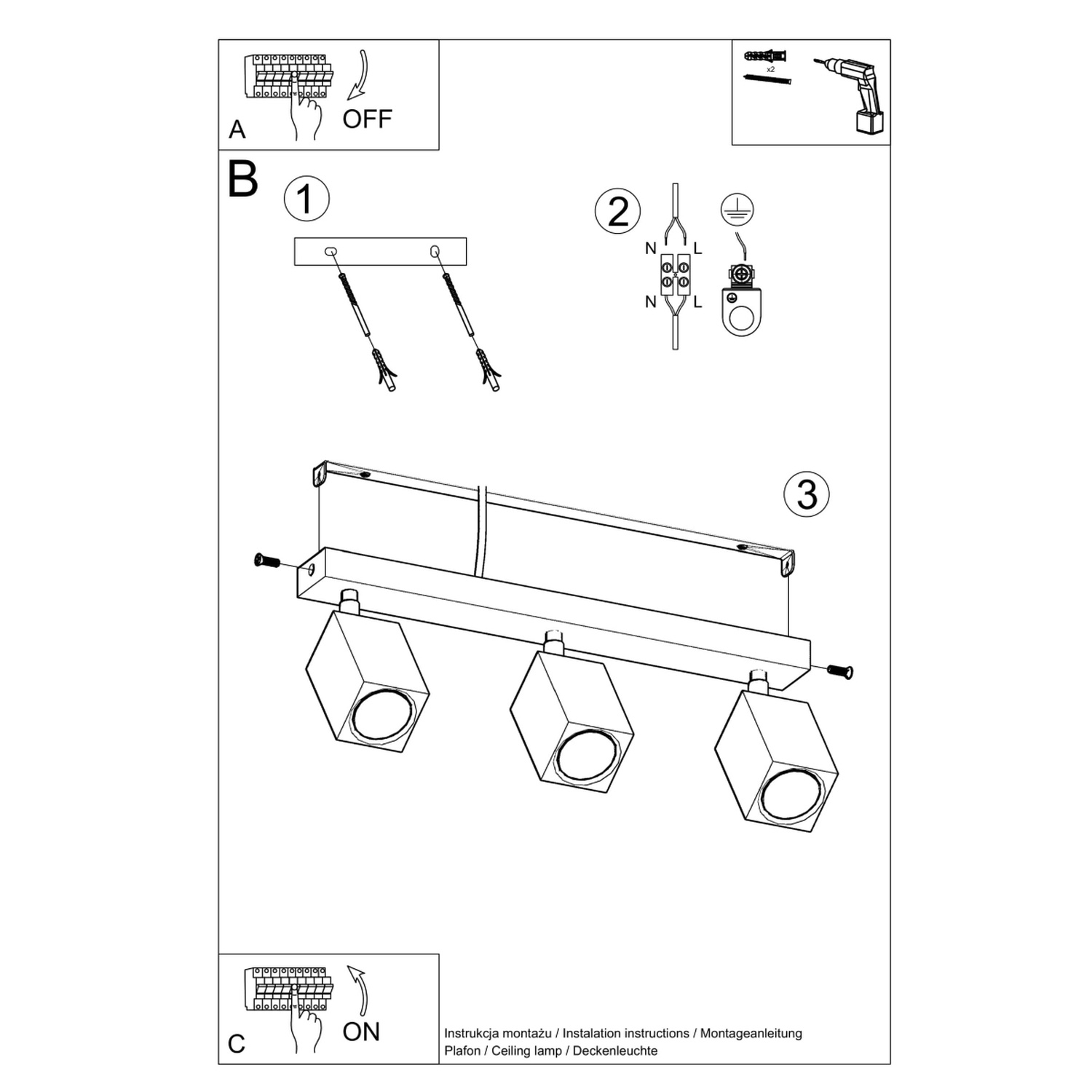 Ceiling Lamp Keke 3 Oak - Thumbnail 5
