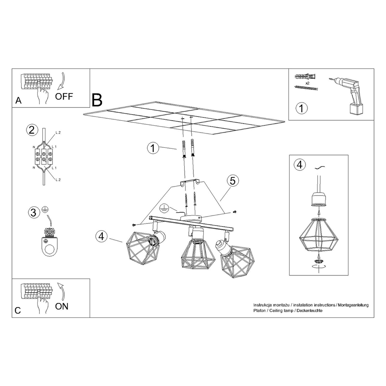 Ceiling Lamp Artemis 3 Black - Thumbnail 6