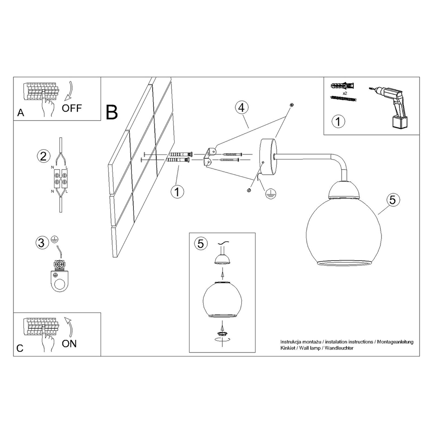 Wall Lamp Alino 1 Black - Thumbnail 6