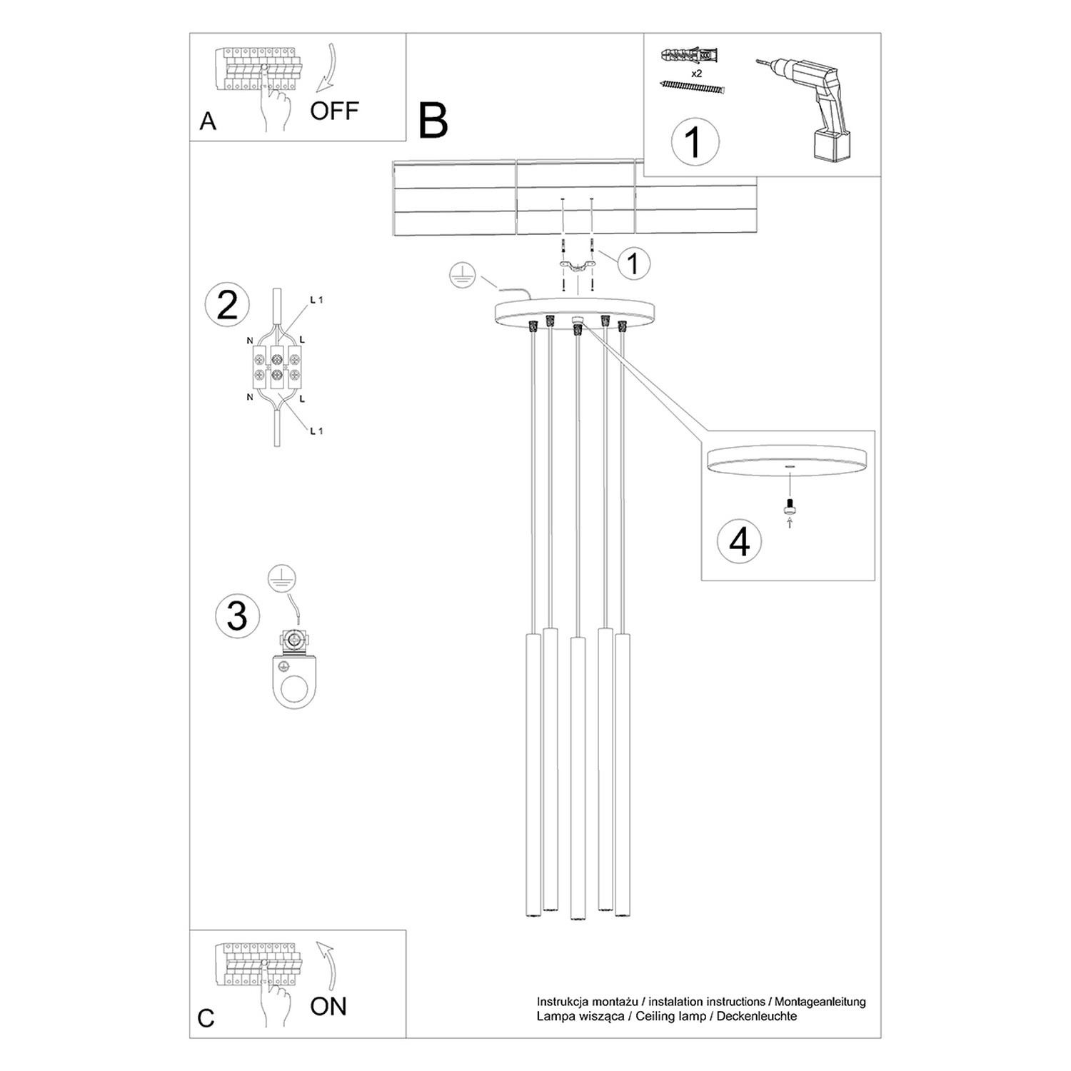 Pendant Lamp Pastelo 5P Black - Thumbnail 6