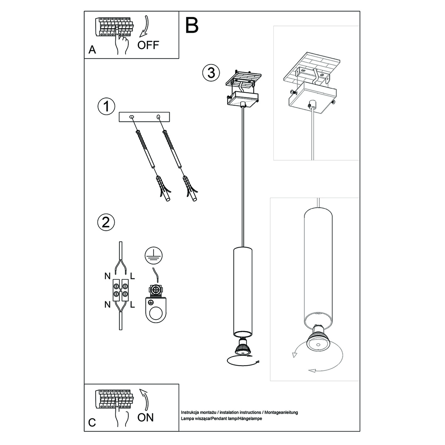 Pendant Lamp Lagos 1 Polished Gold - Thumbnail 6