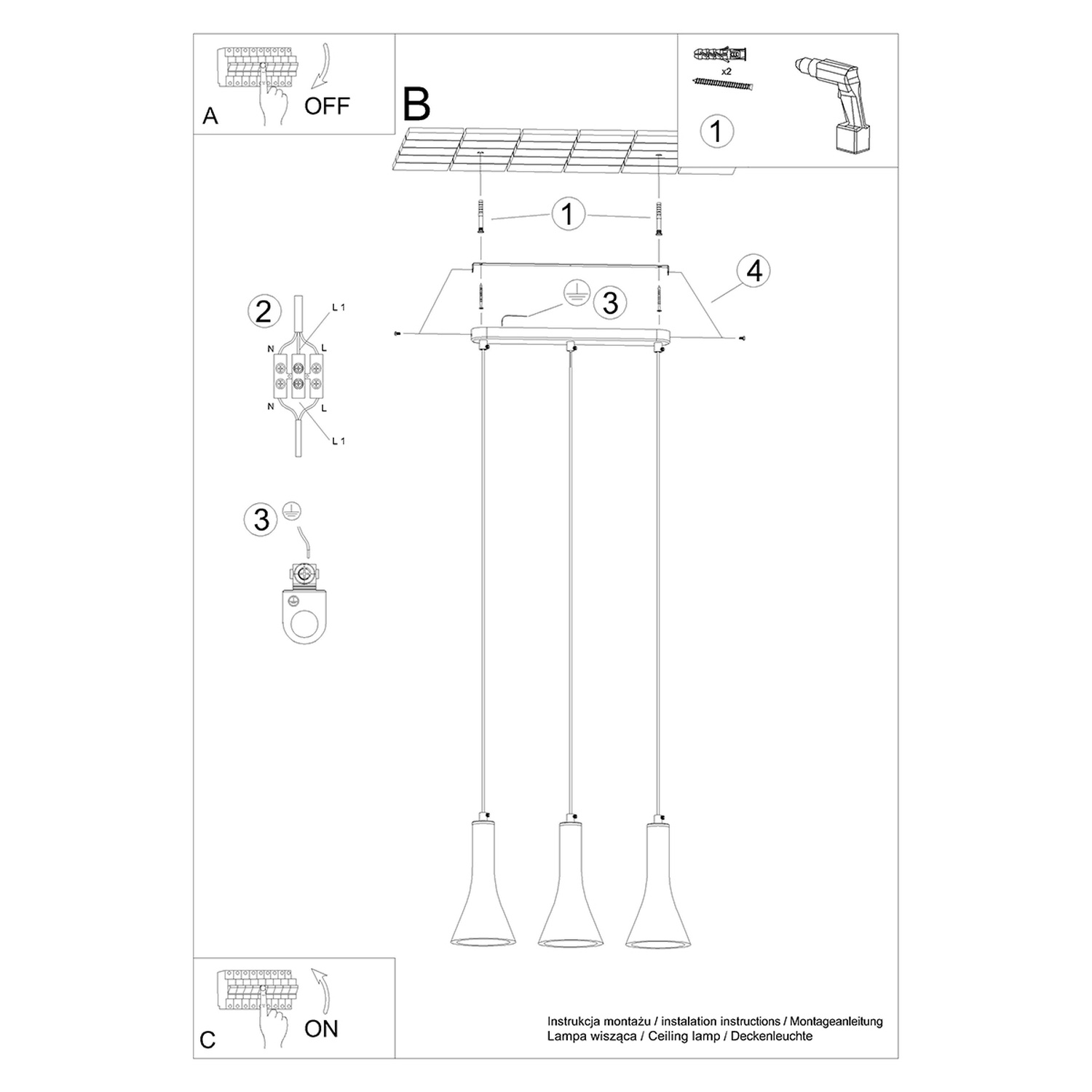 Pendant Lamp Rea 3L Concrete - Thumbnail 6