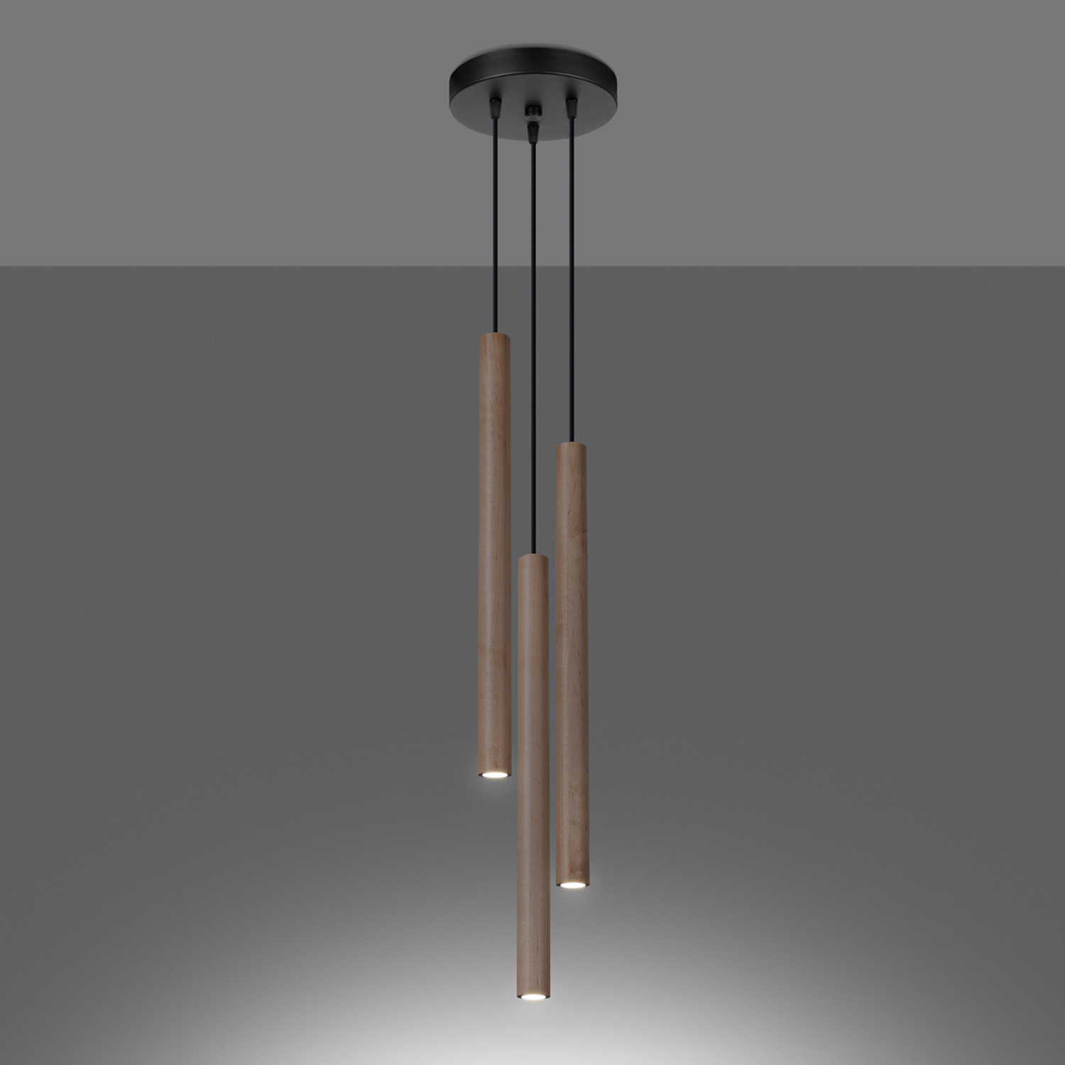 Pendant Lamp Pastelo 3P Wood - Thumbnail 3