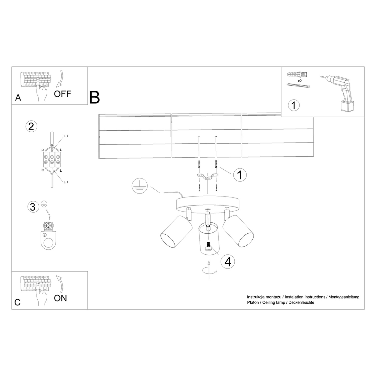 Ceiling Lamp Verdo 3P Black - Thumbnail 6