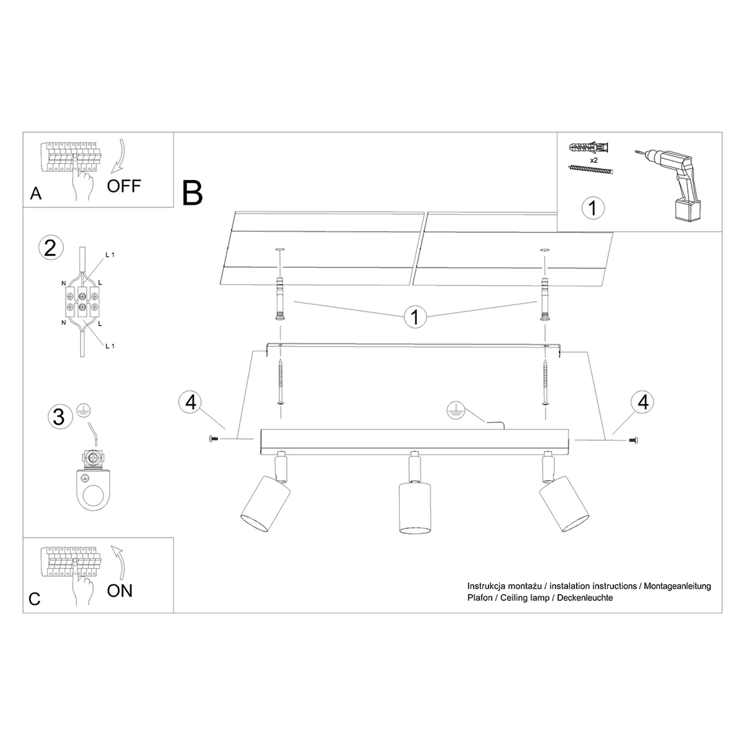 Ceiling Lamp Verdo 3L Black - Thumbnail 6