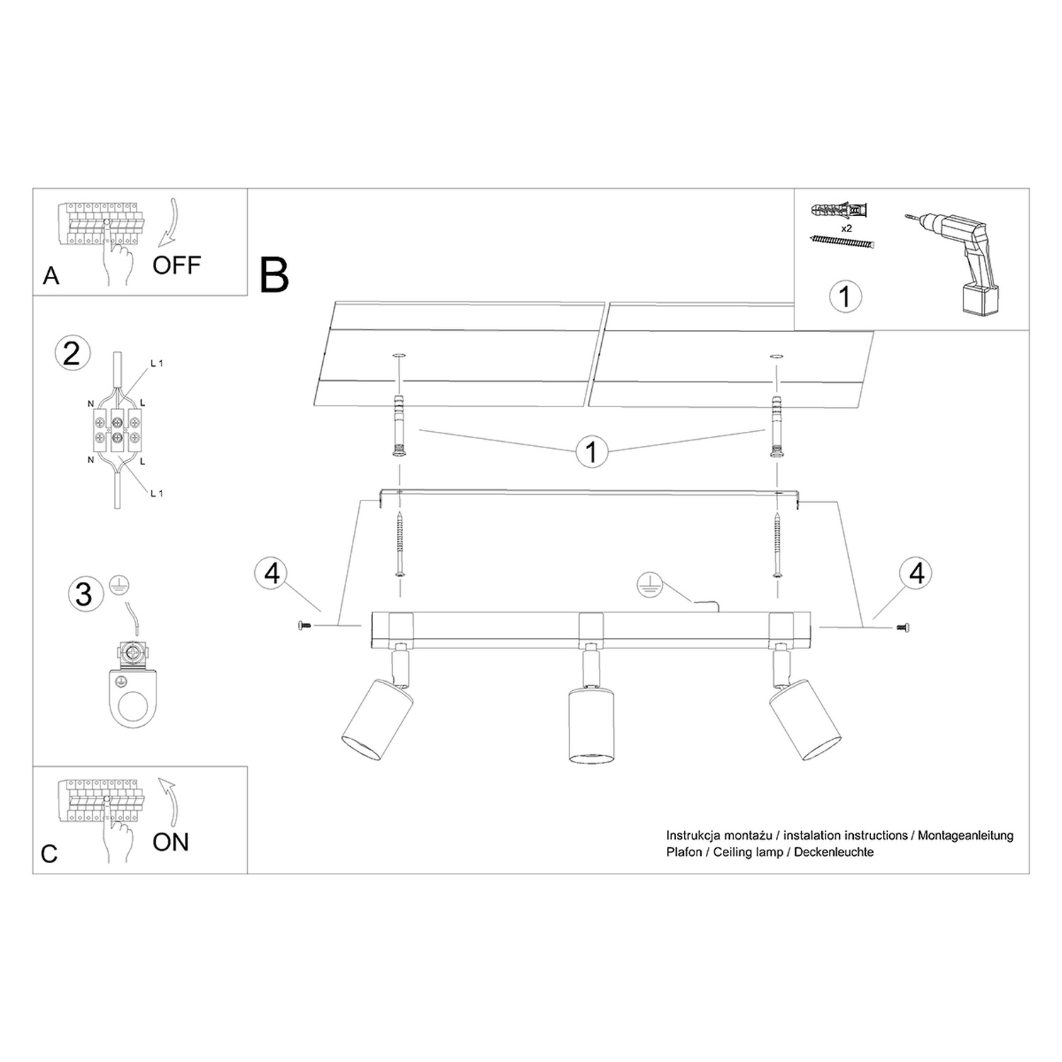 Ceiling Lamp Zuca 3 Black - Thumbnail 6