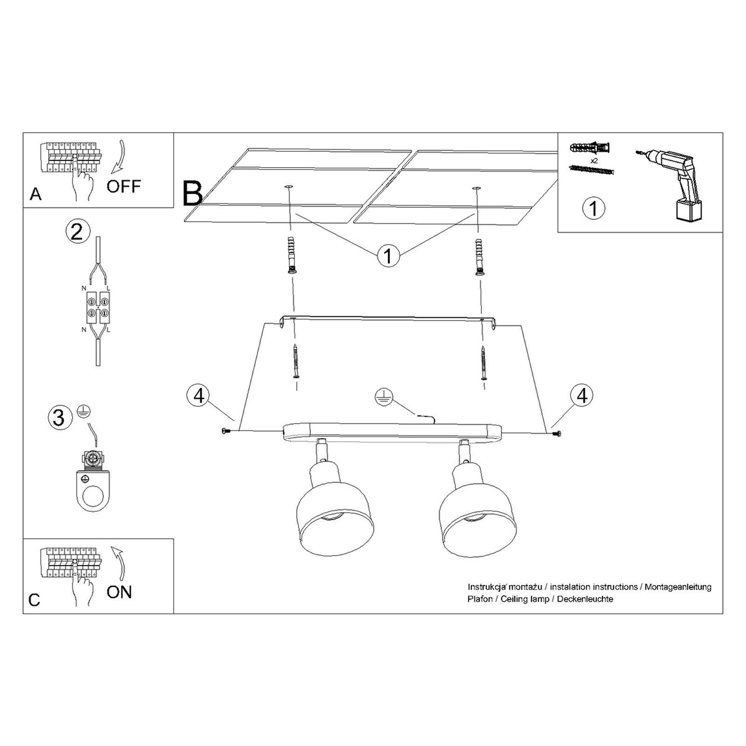 Ceiling Lamp Elba 2 Black - Thumbnail 13