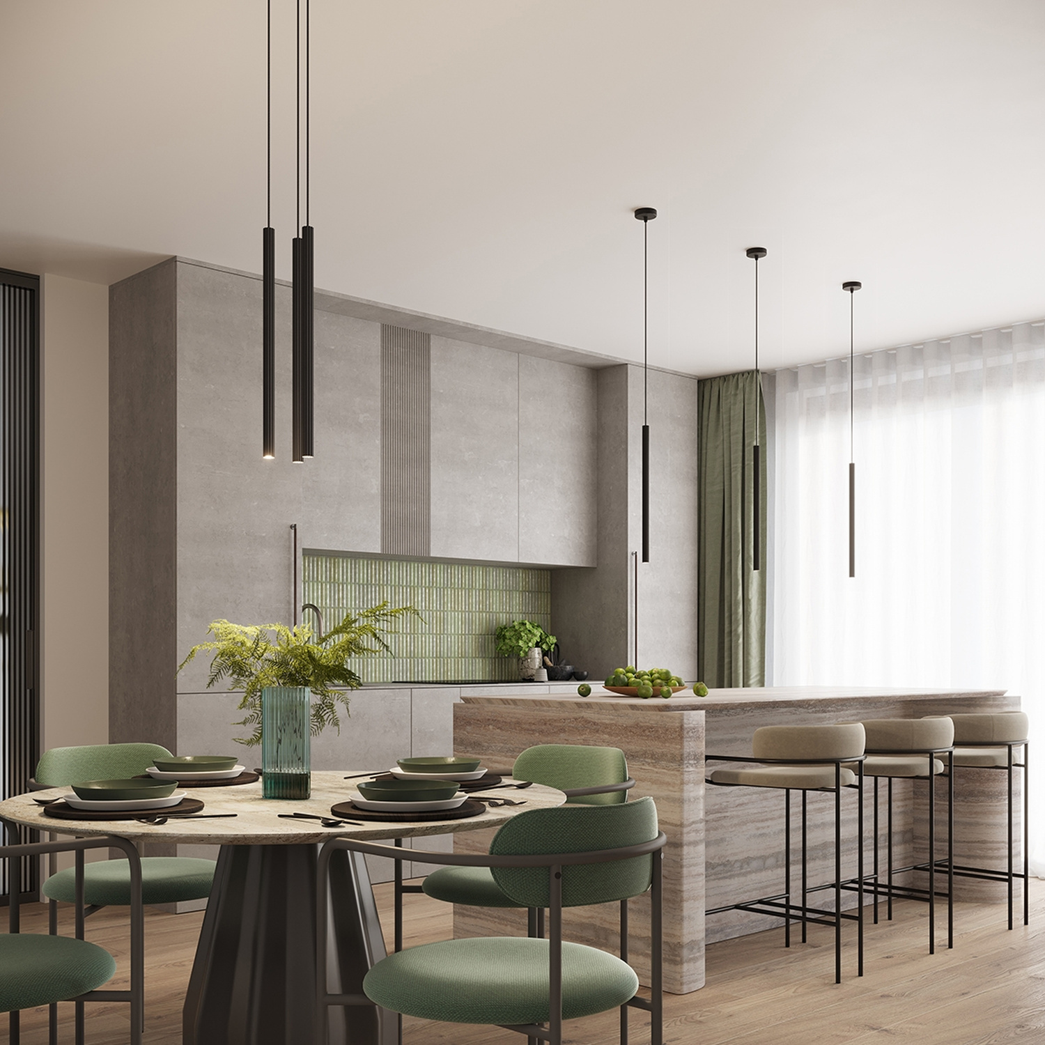 Pendant Lamp Arche 3P Black - Thumbnail 17