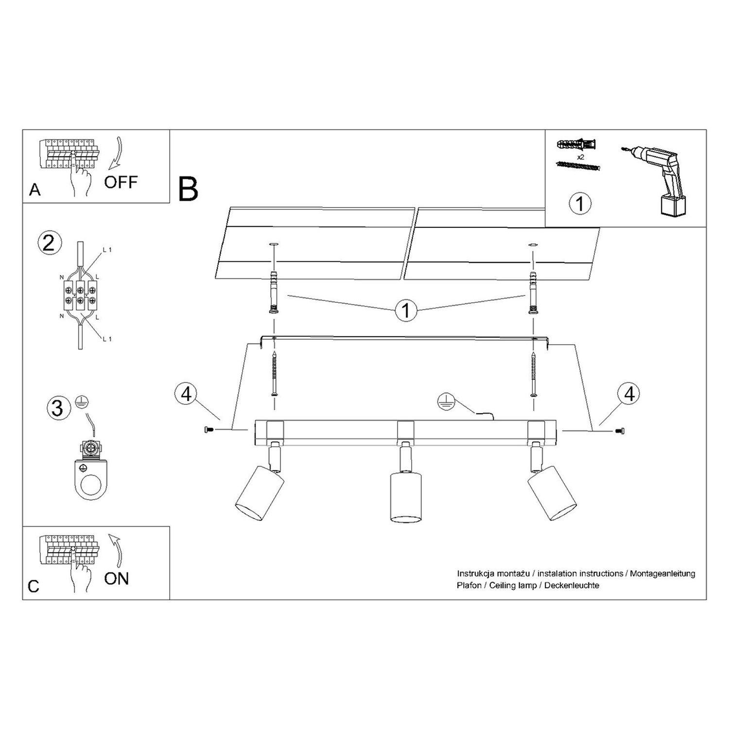 Ceiling Lamp Fager 3 Black - Thumbnail 12