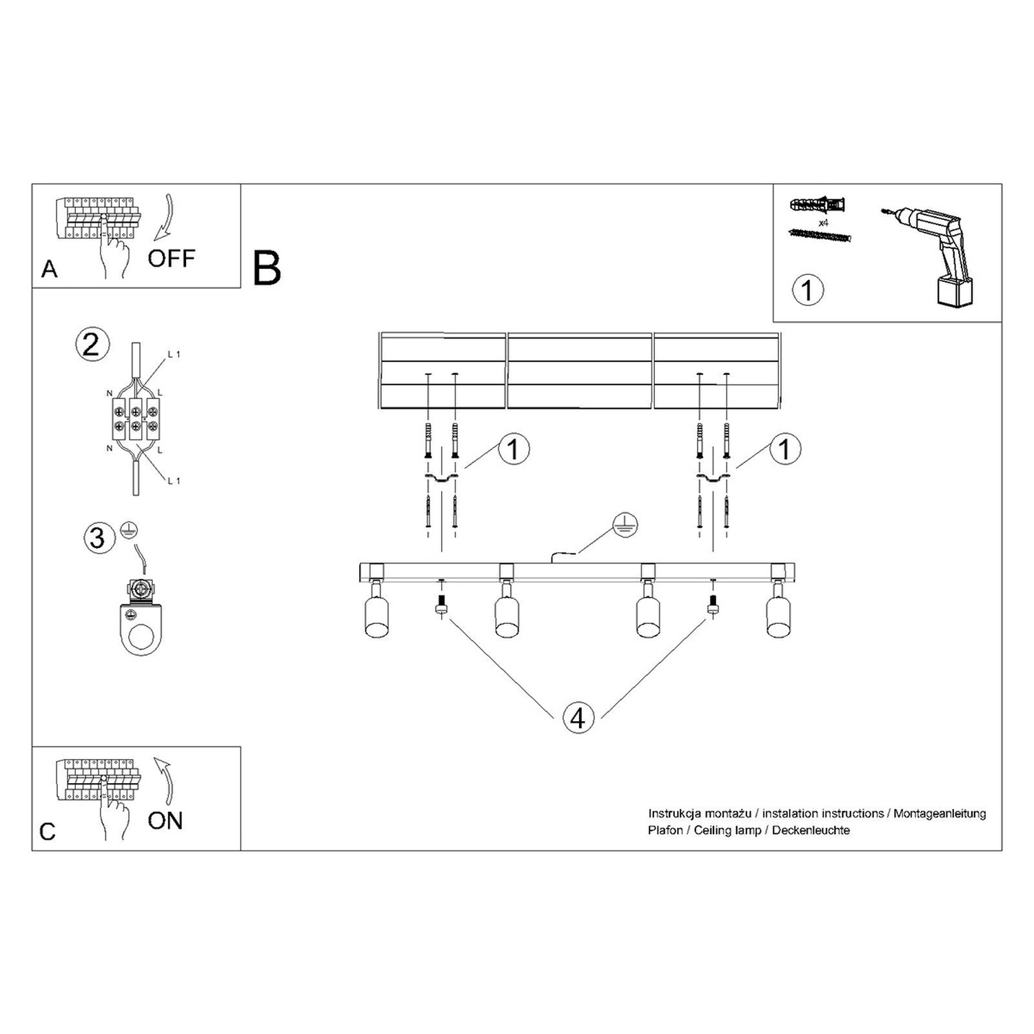 Ceiling Lamp Fager 4L Black - Thumbnail 11