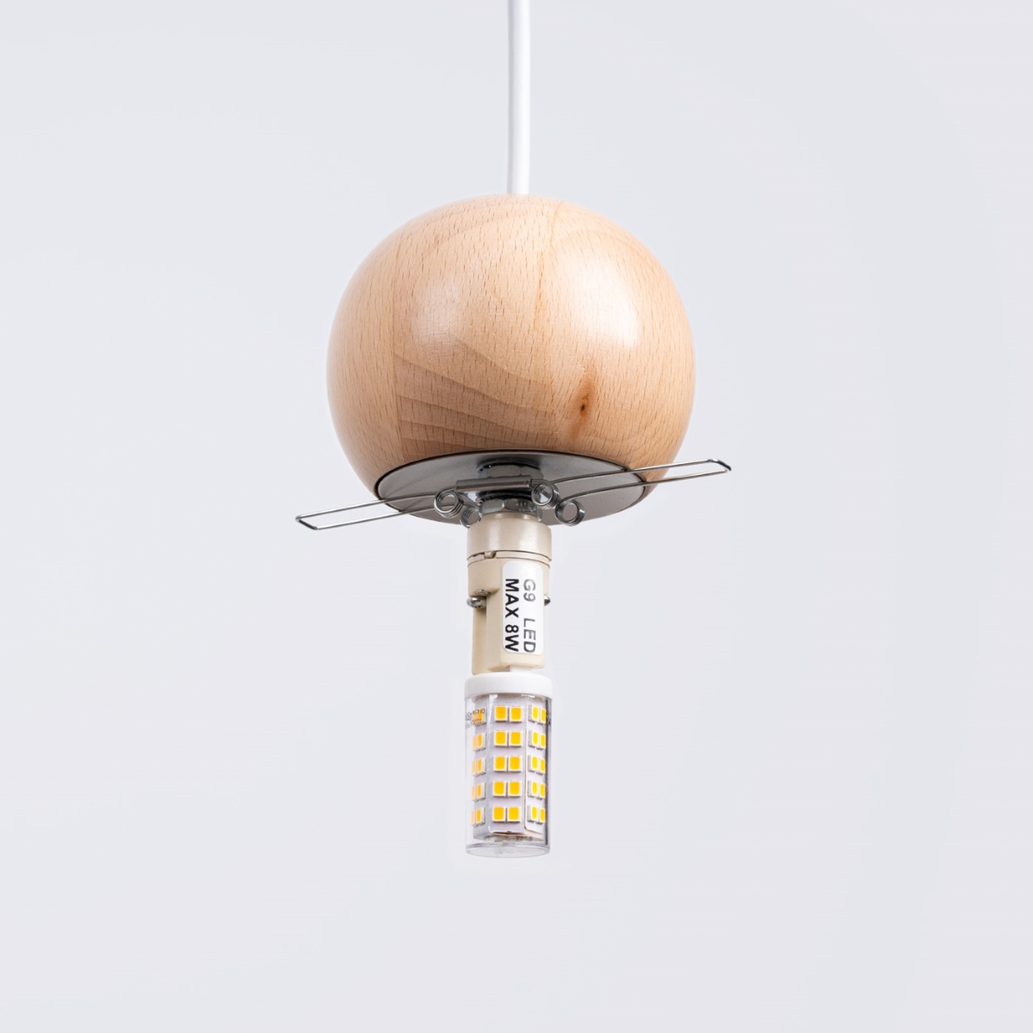Pendant Lamp Pekka 3P White/Natural Wood - Thumbnail 6
