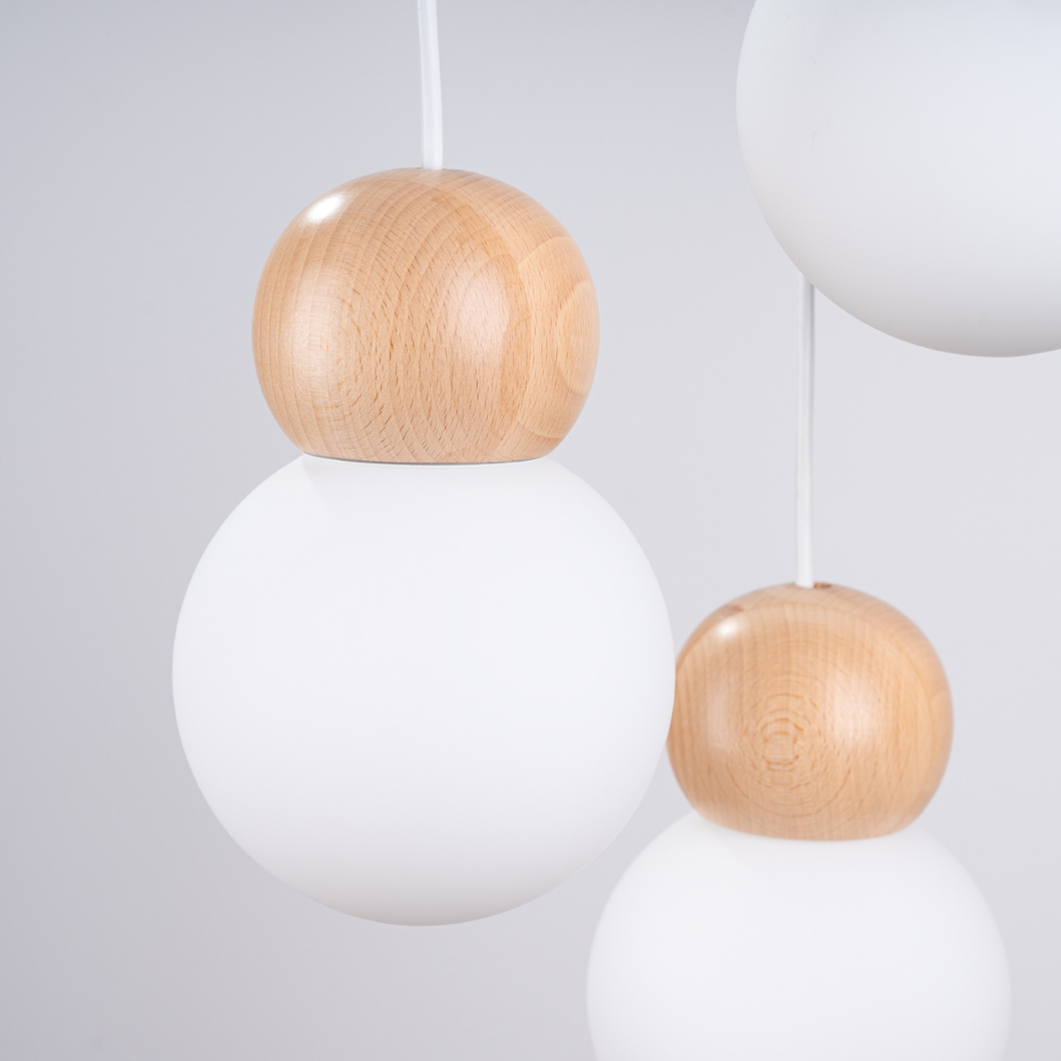 Pendant Lamp Pekka 3P White/Natural Wood - Thumbnail 7