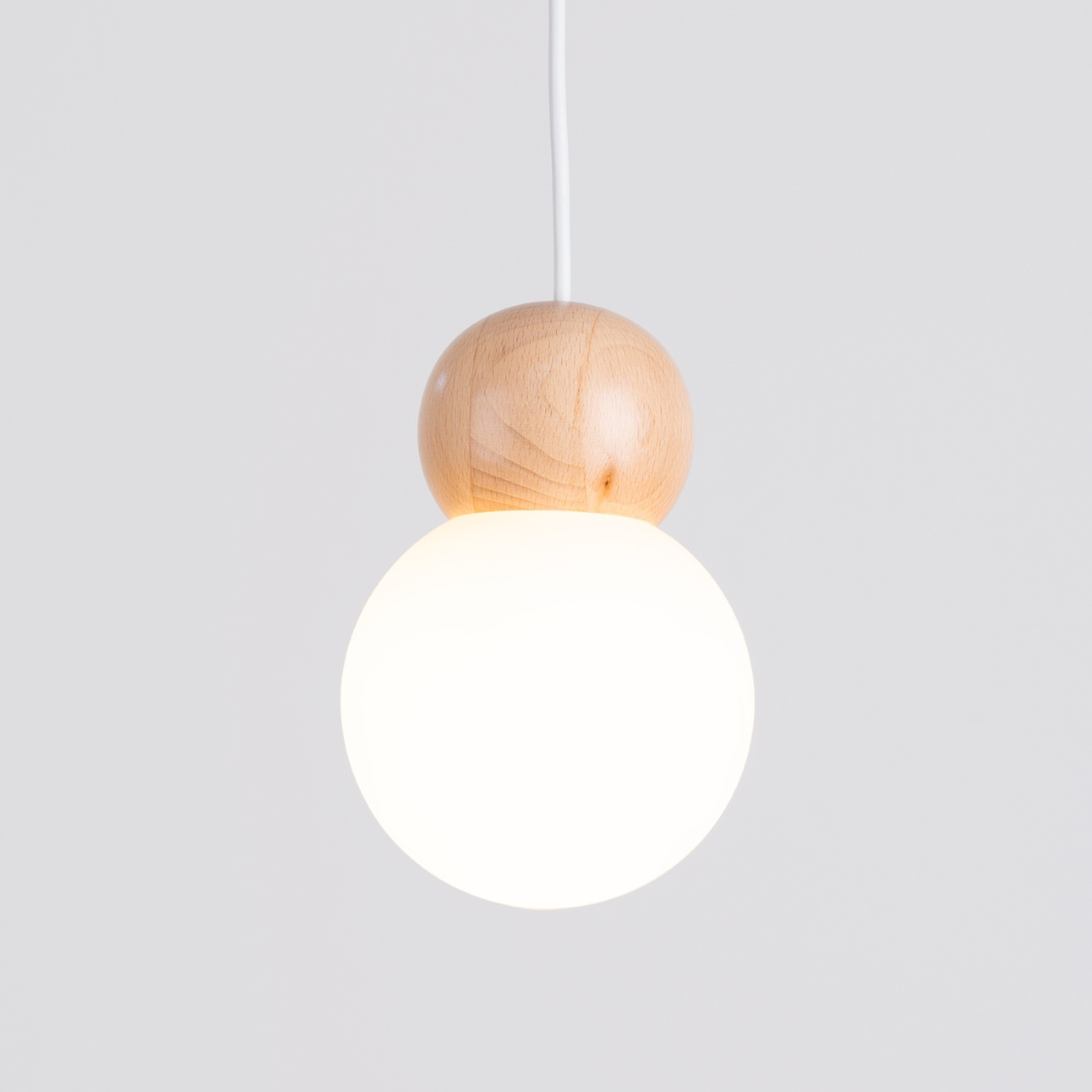 Pendant Lamp Pekka 3P White/Natural Wood - Thumbnail 8