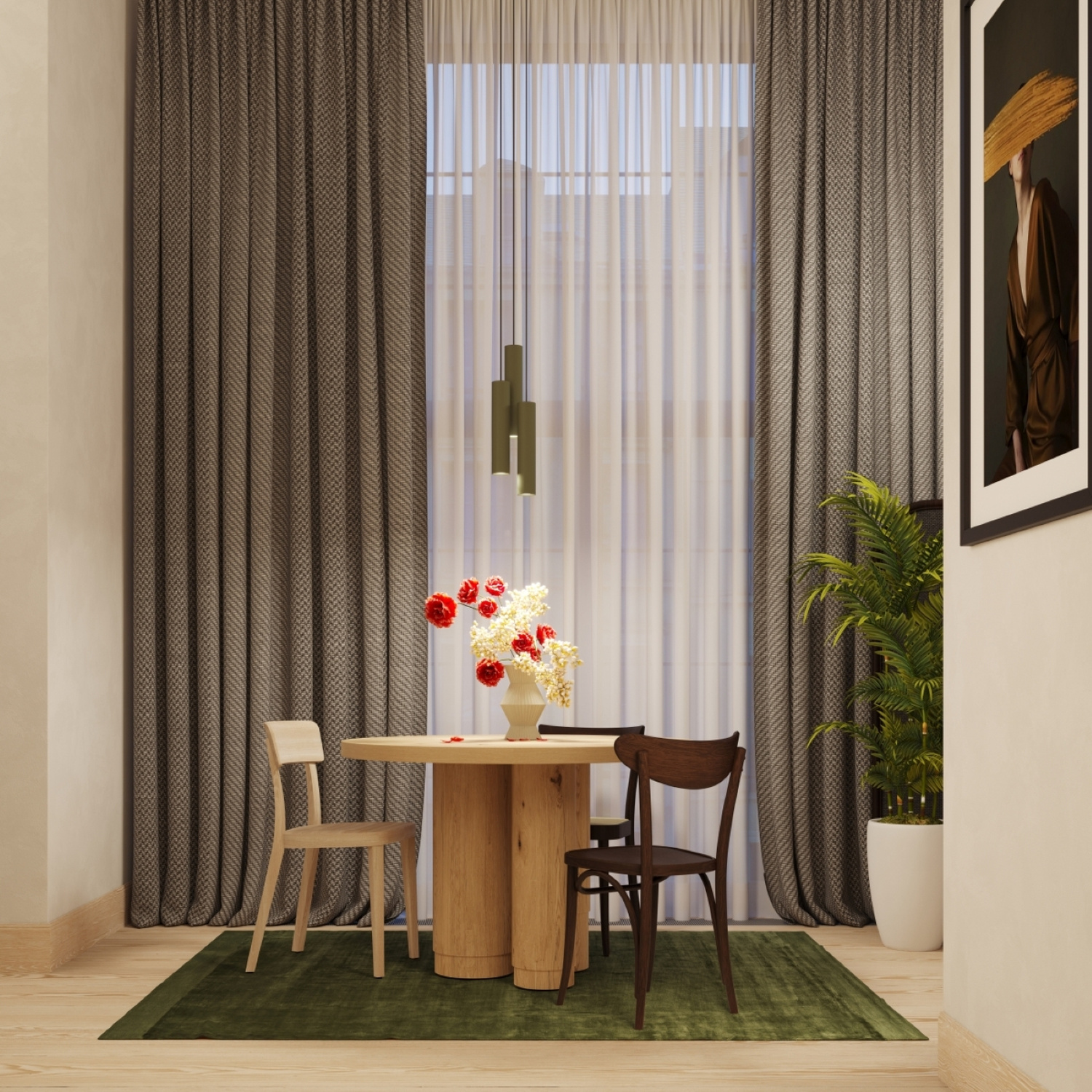 Pendant Lamp Lagos 3L Olive Green - Thumbnail 9