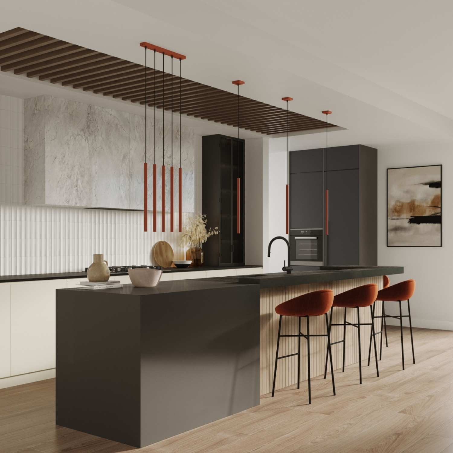 Pendant Lamp Pastelo 5P Red Ochre - Thumbnail 8