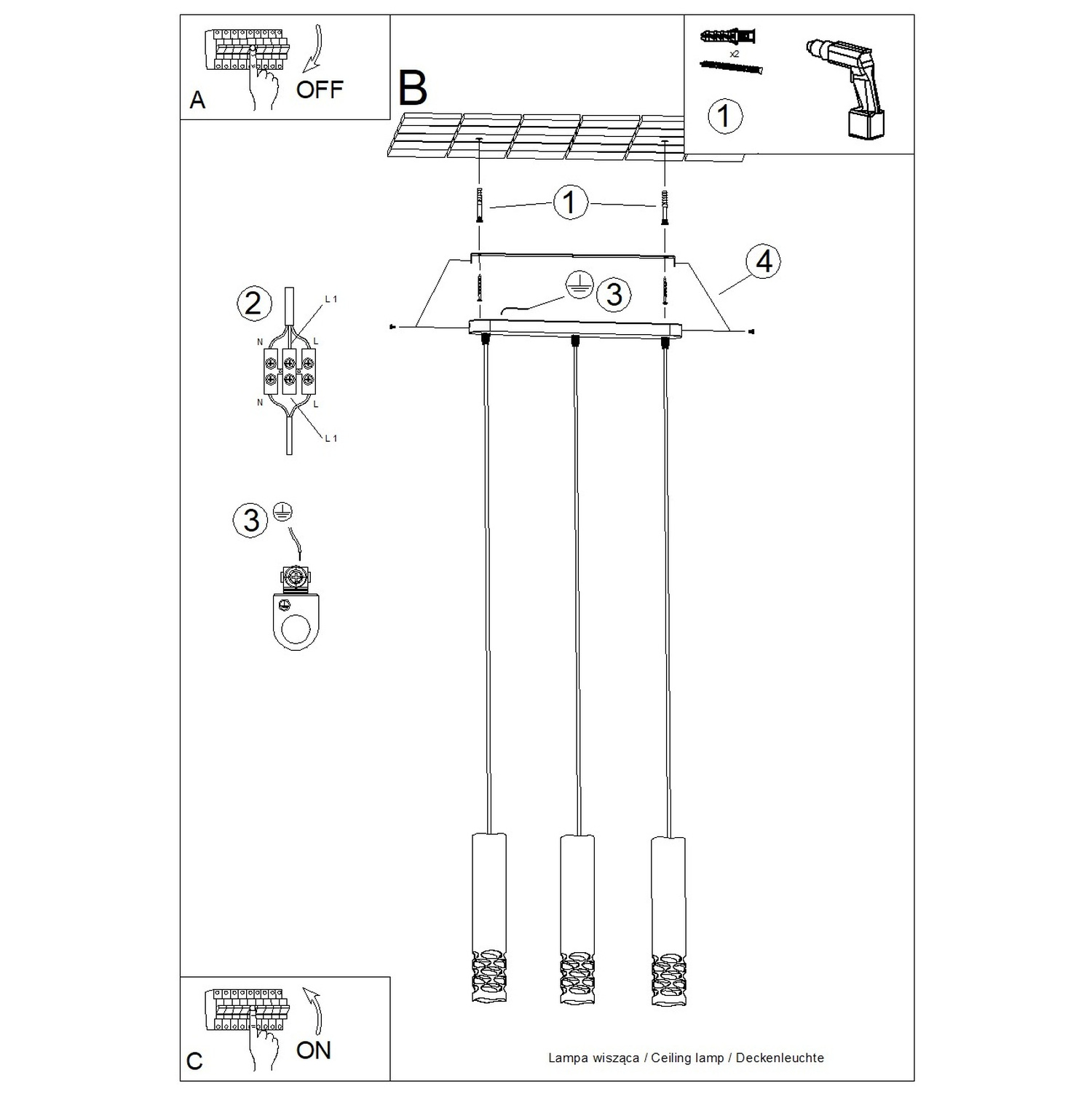 Pendant Lamp Liro 3L White - Thumbnail 11