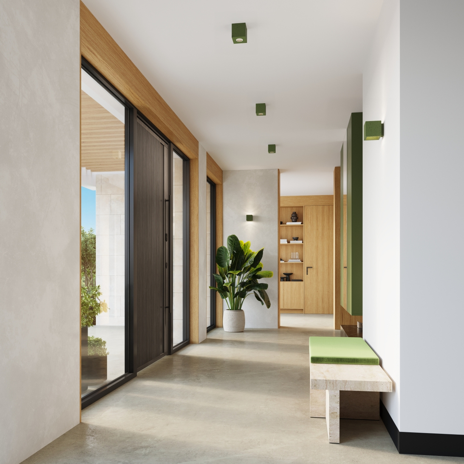 Wall Lamp Quad Concrete Olive Green - Thumbnail 10