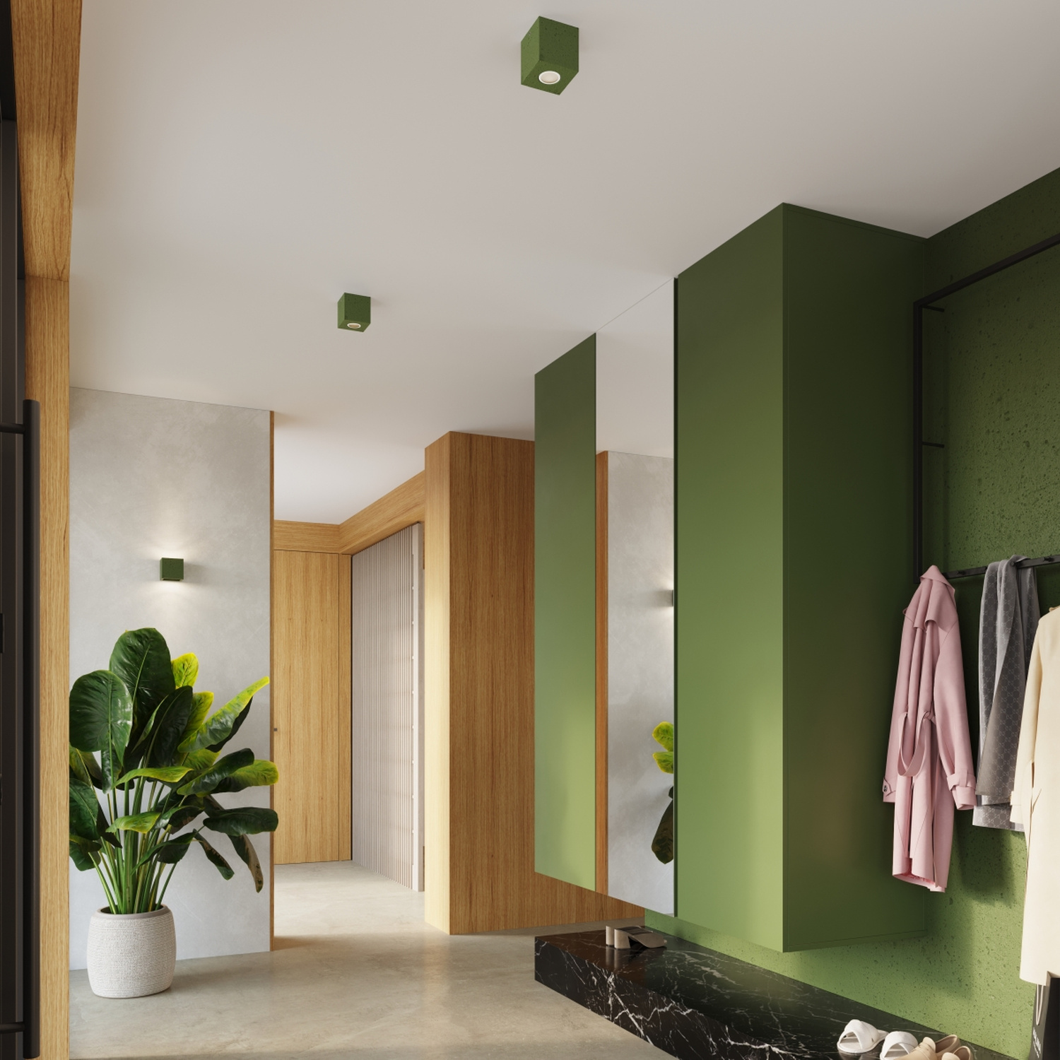 Wall Lamp Quad Concrete Olive Green - Thumbnail 11