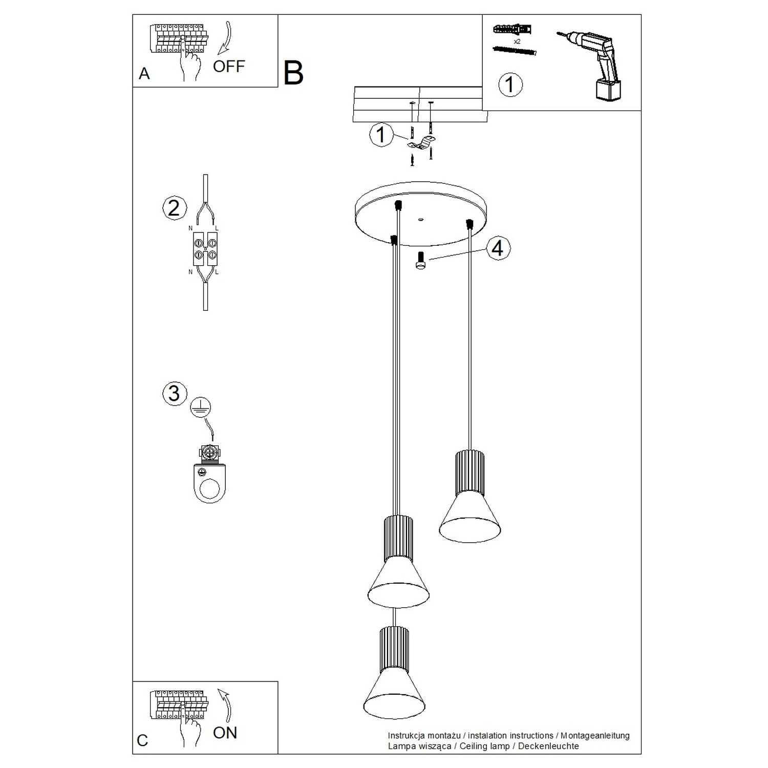 Pendant Lamp Estria 3P Beige - Thumbnail 12