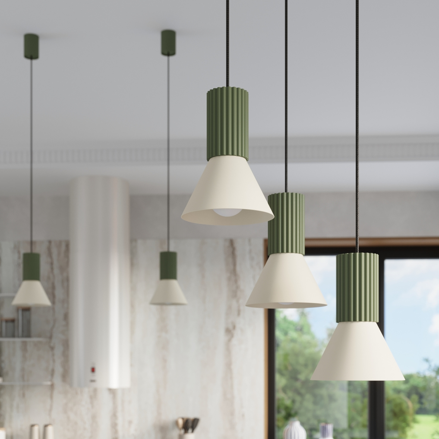 Pendant Lamp Estria 1 Beige/Olive Green - Thumbnail 15