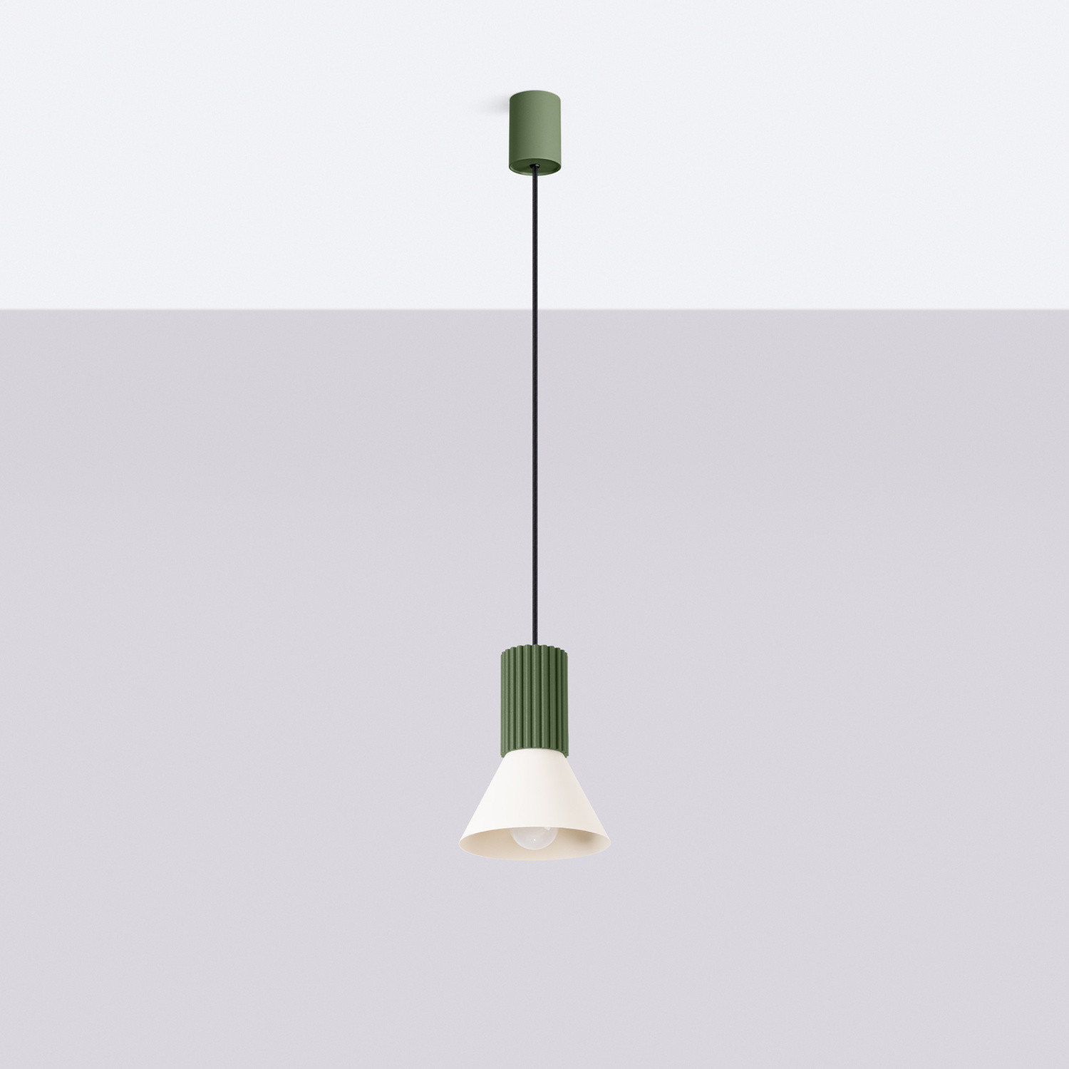 Pendant Lamp Estria 1 Beige/Olive Green - Thumbnail 3
