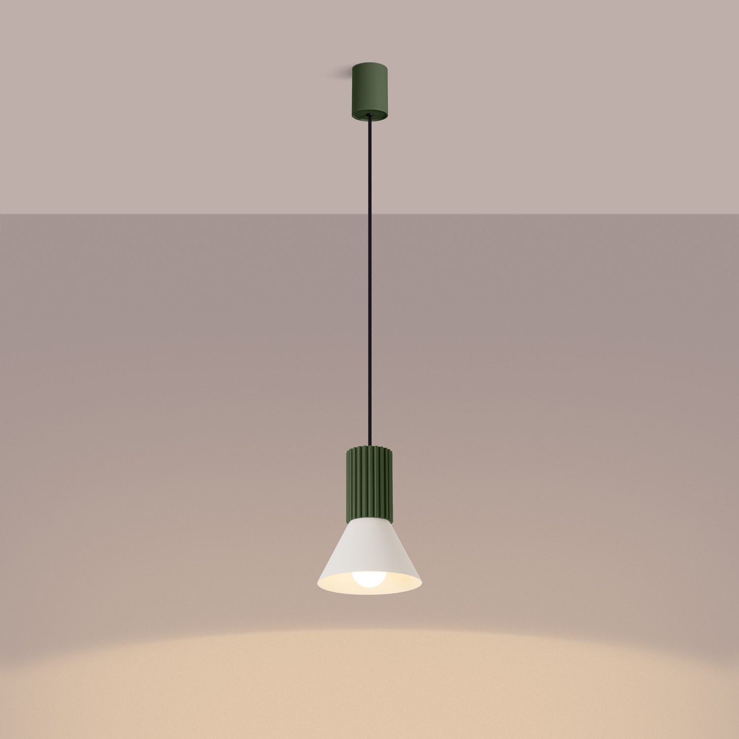 Pendant Lamp Estria 1 Beige/Olive Green - Thumbnail 4