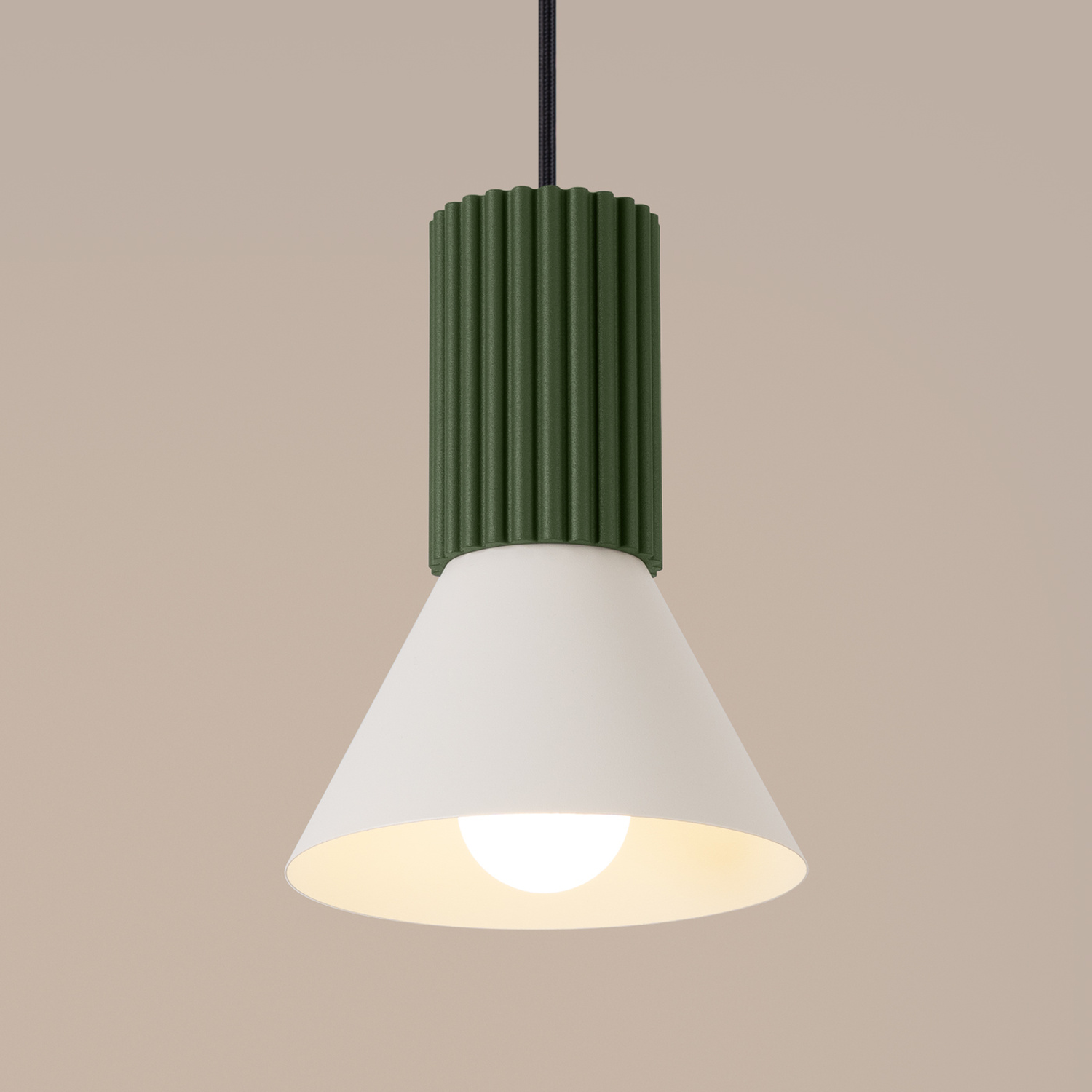 Pendant Lamp Estria 1 Beige/Olive Green - Thumbnail 5