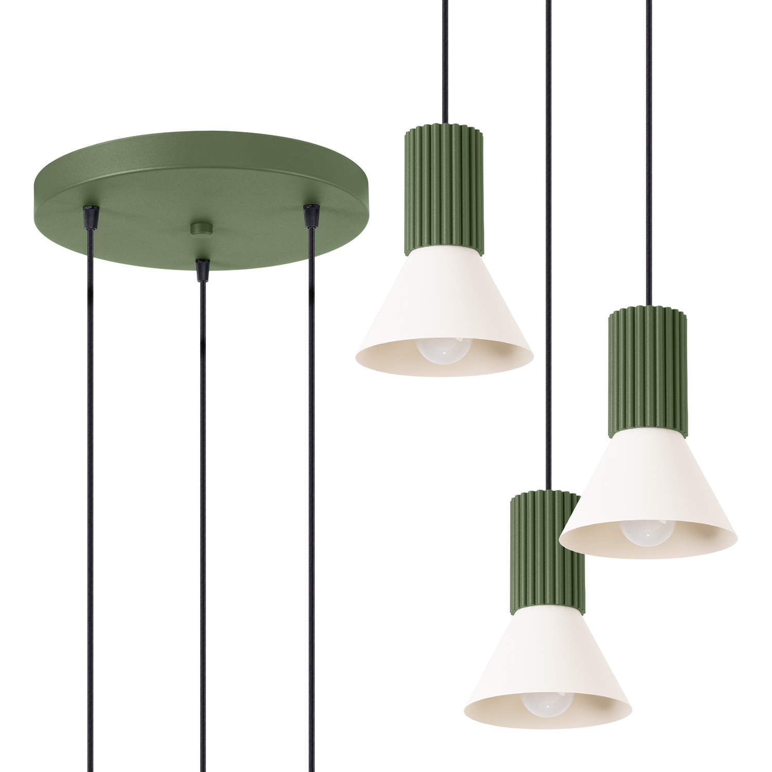 Pendant Lamp Estria 3P Beige/Olive Green