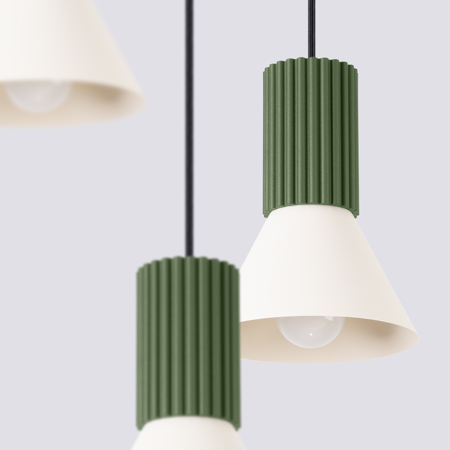 Pendant Lamp Estria 3P Beige/Olive Green - Thumbnail 6