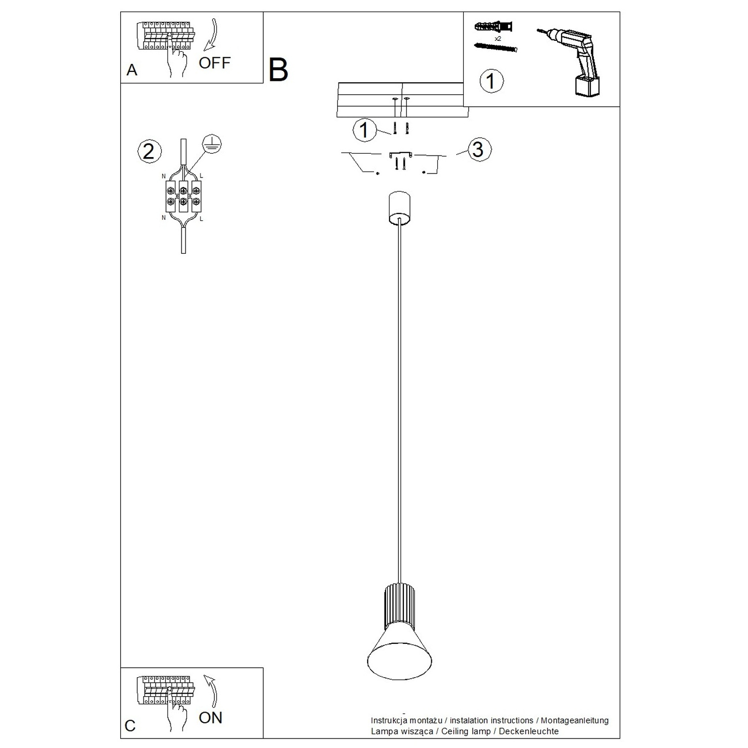 Pendant Lamp Estria 1 White/Ultramarine - Thumbnail 12