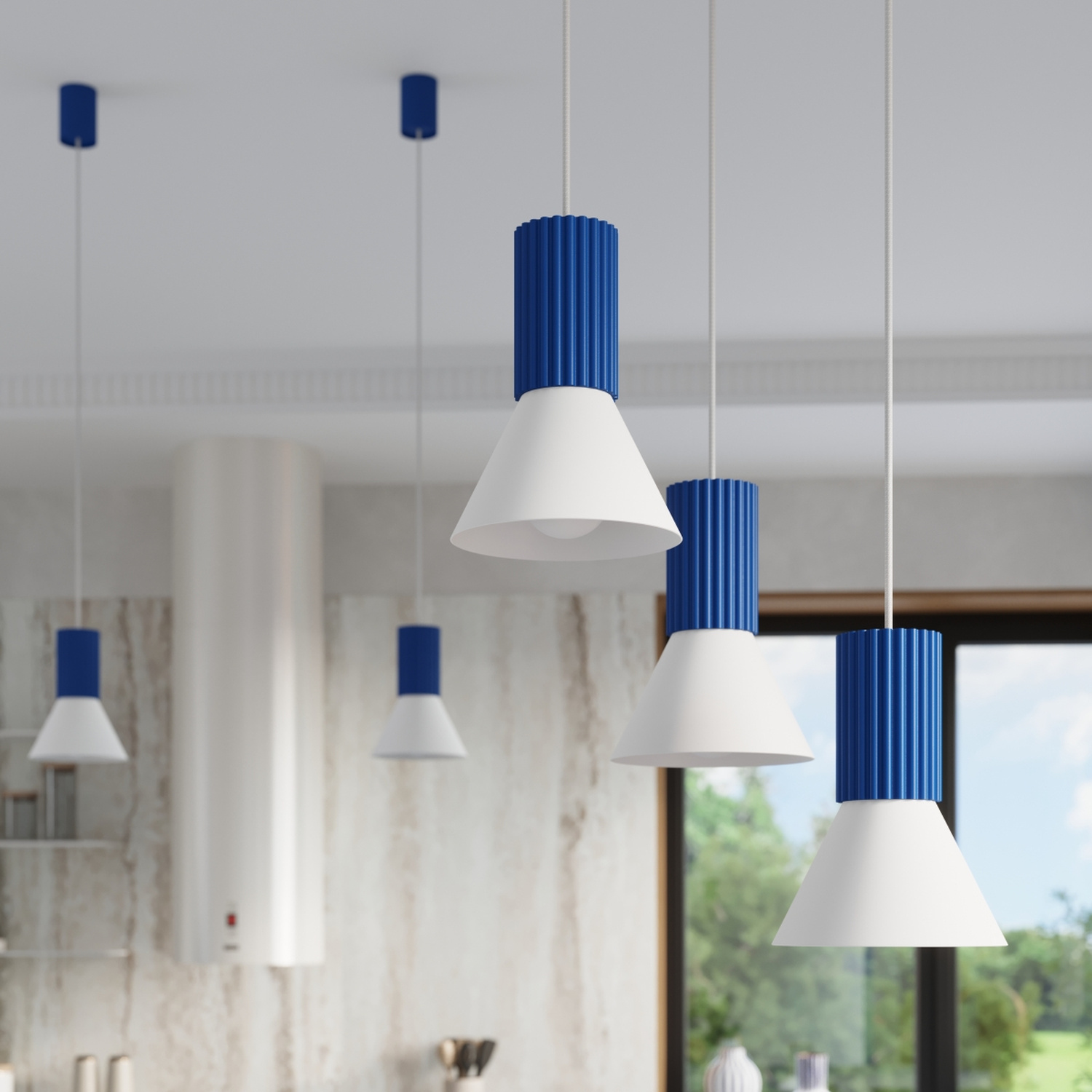 Pendant Lamp Estria 1 White/Ultramarine - Thumbnail 15
