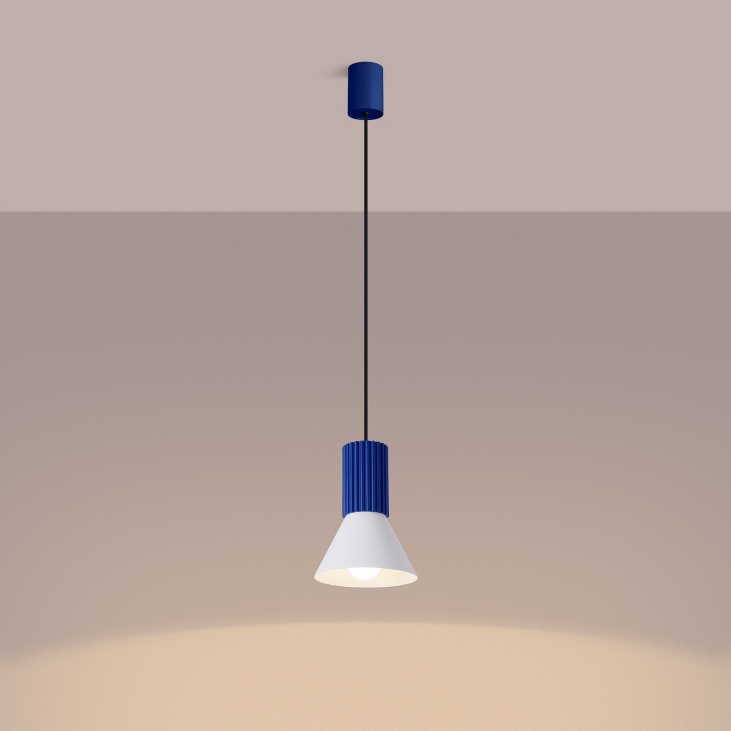 Pendant Lamp Estria 1 White/Ultramarine - Thumbnail 4