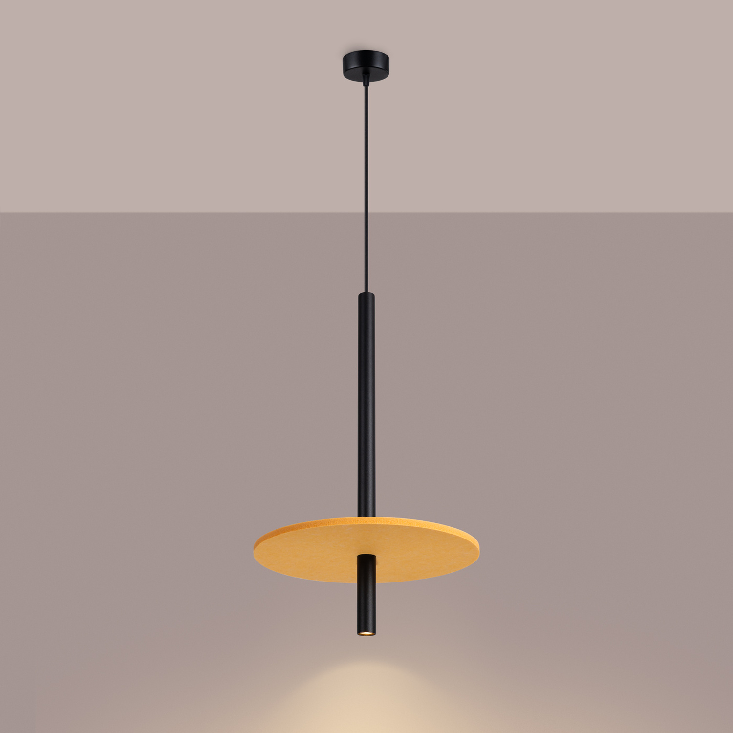 Pendant Lamp Feltro 1 Black/Yellow - Thumbnail 4