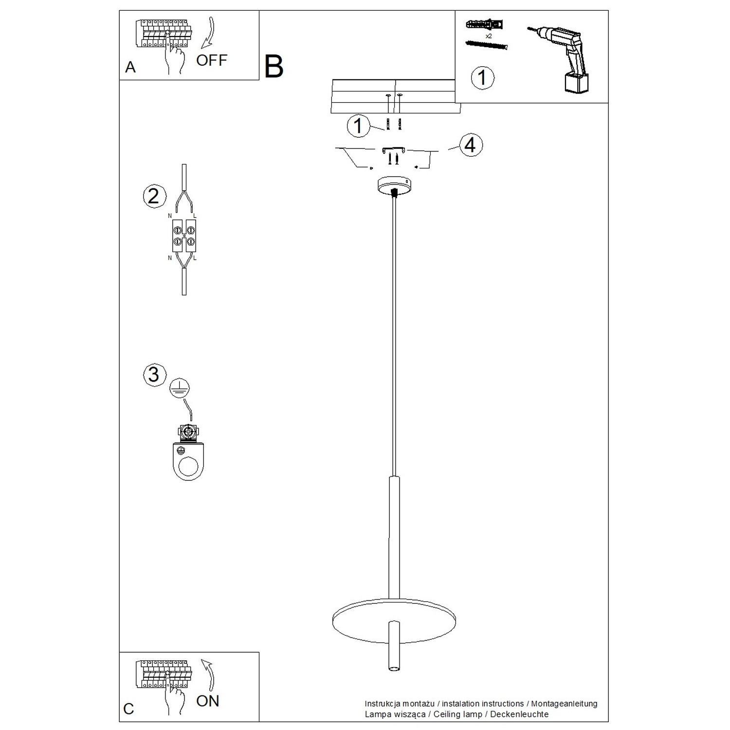 Pendant Lamp Feltro 1 Black/Navy - Thumbnail 12