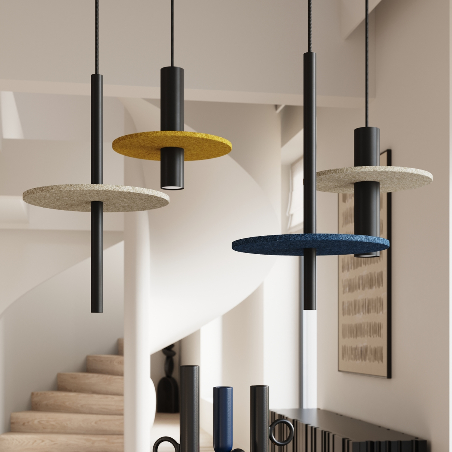 Pendant Lamp Feltro 1 Black/Navy - Thumbnail 15