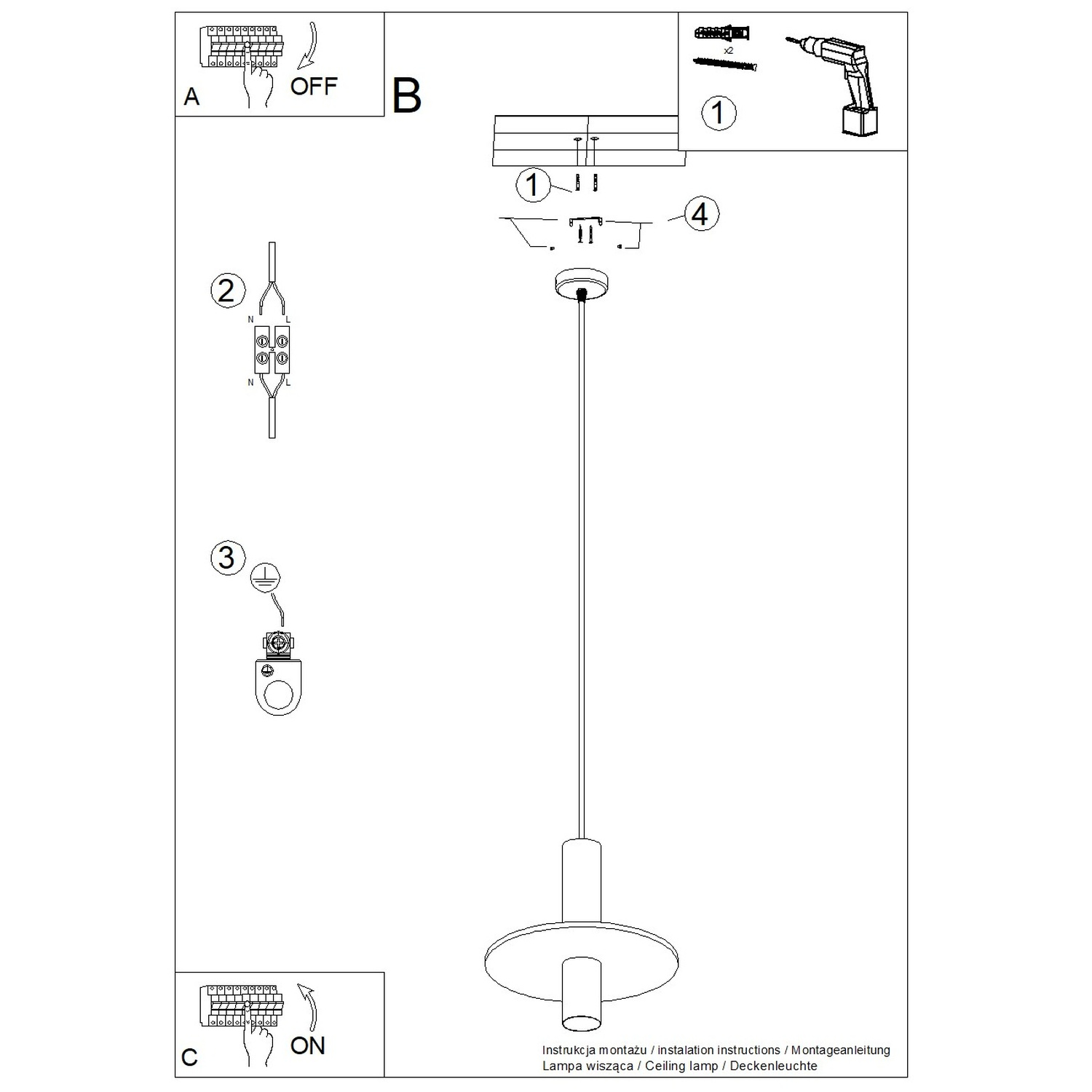 Pendant Lamp Pelta 1 Black/Yellow - Thumbnail 12