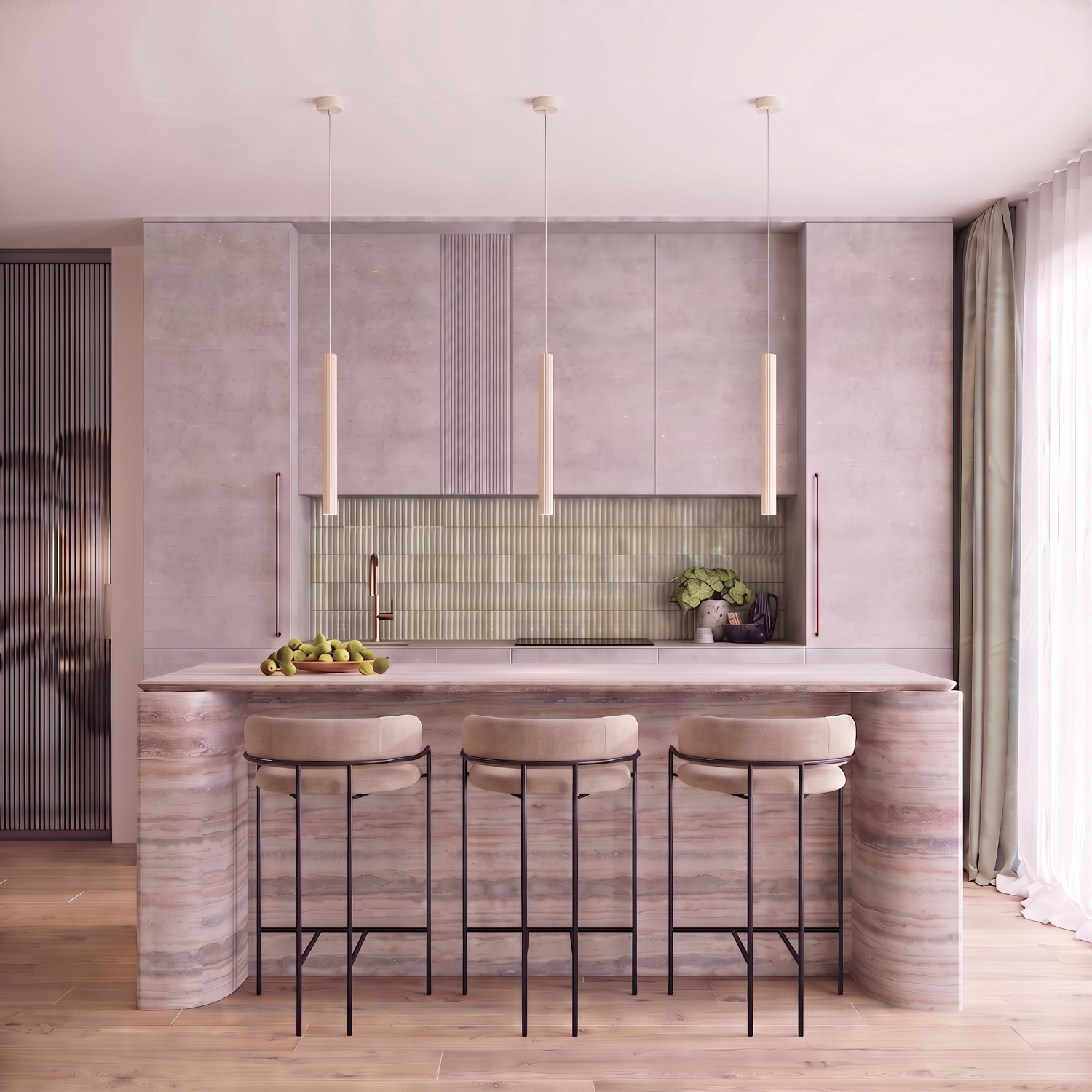 Pendant Lamp Arche 3P Beige - Thumbnail 12