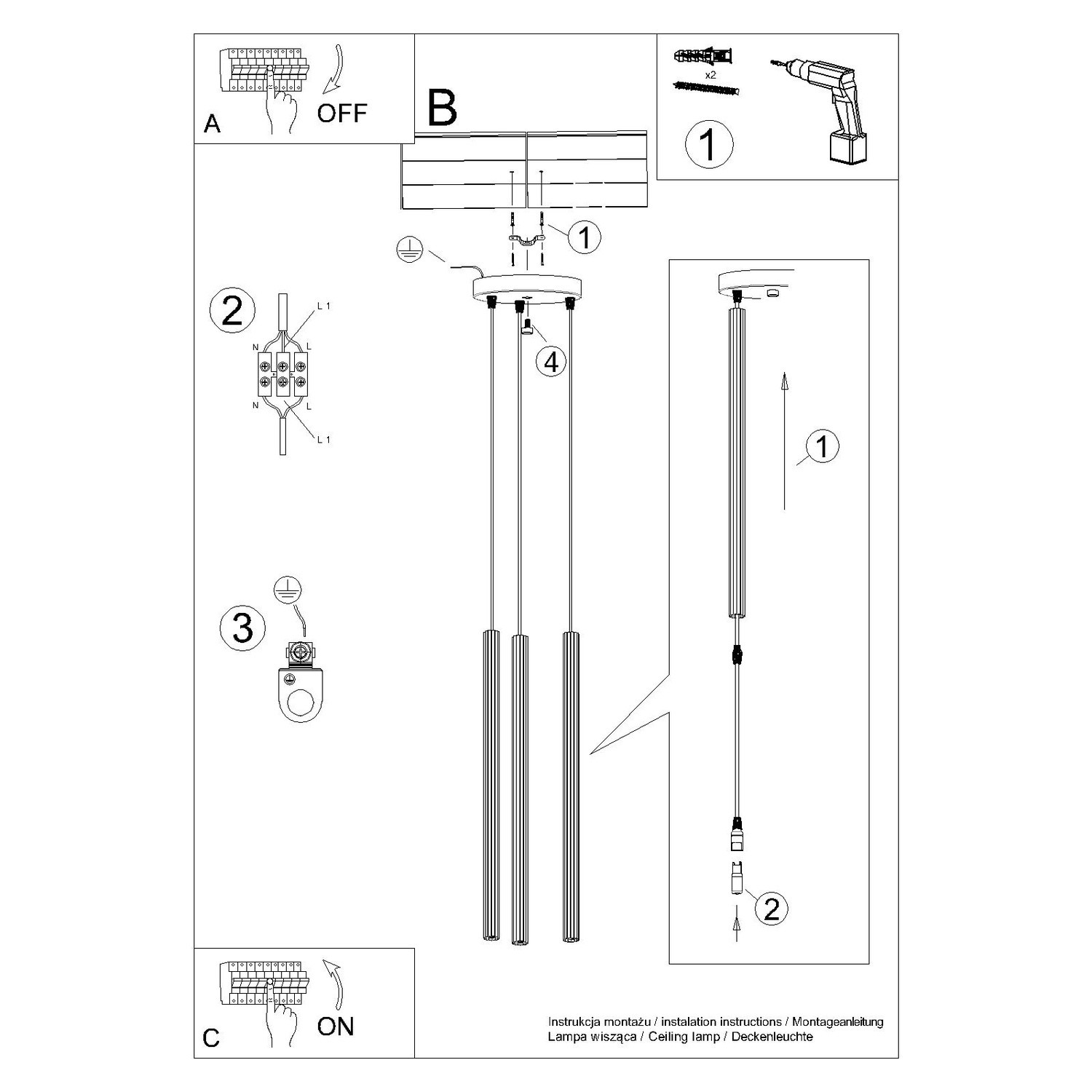 Pendant Lamp Arche 3P Taupe - Thumbnail 11